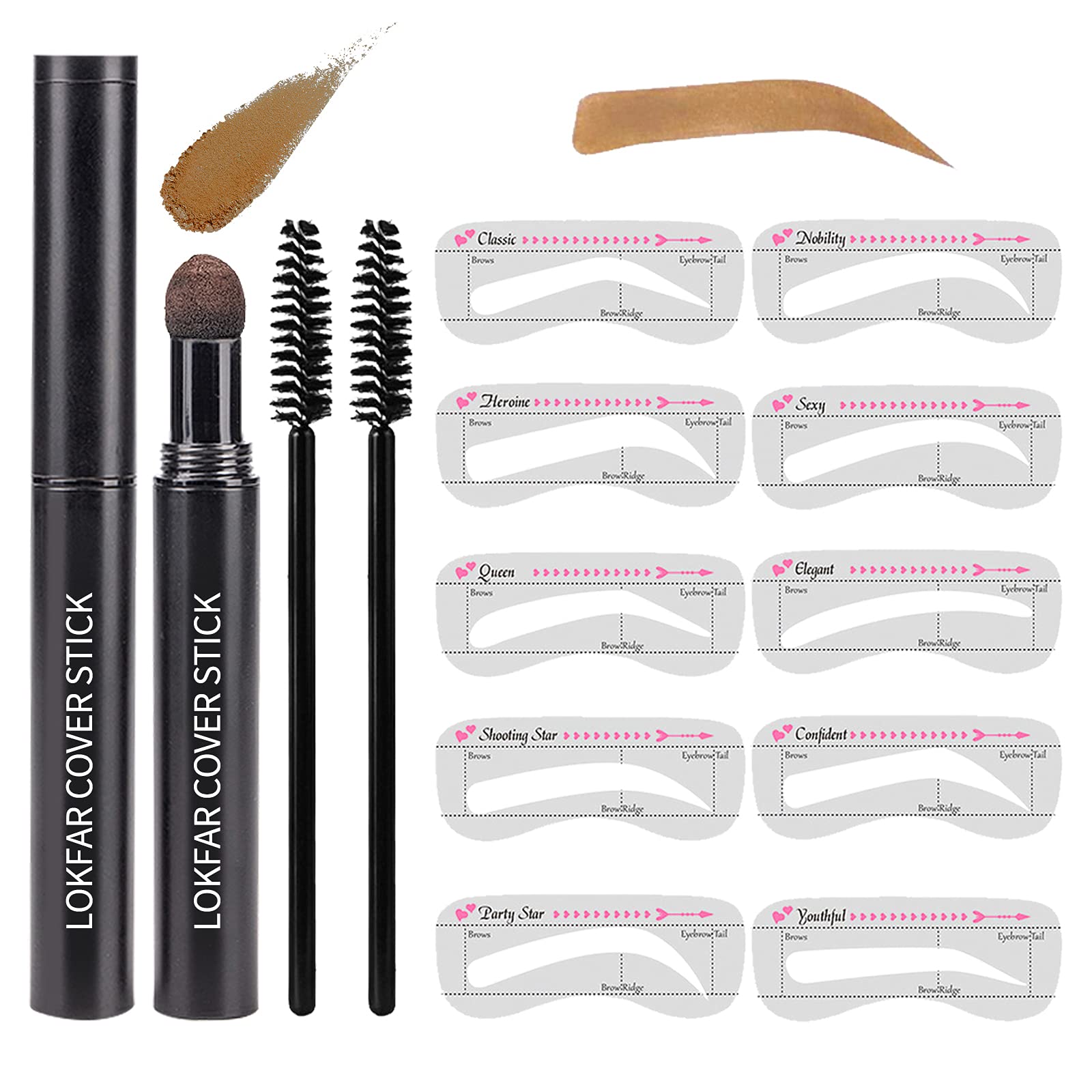 Eye-Brow Stamp Stencil Kit, Waterproof Brow Stamp Shaping Kit Eyebrow Definer, Eyebrow Filling Powder Stamp, Eye Brow Stamping K