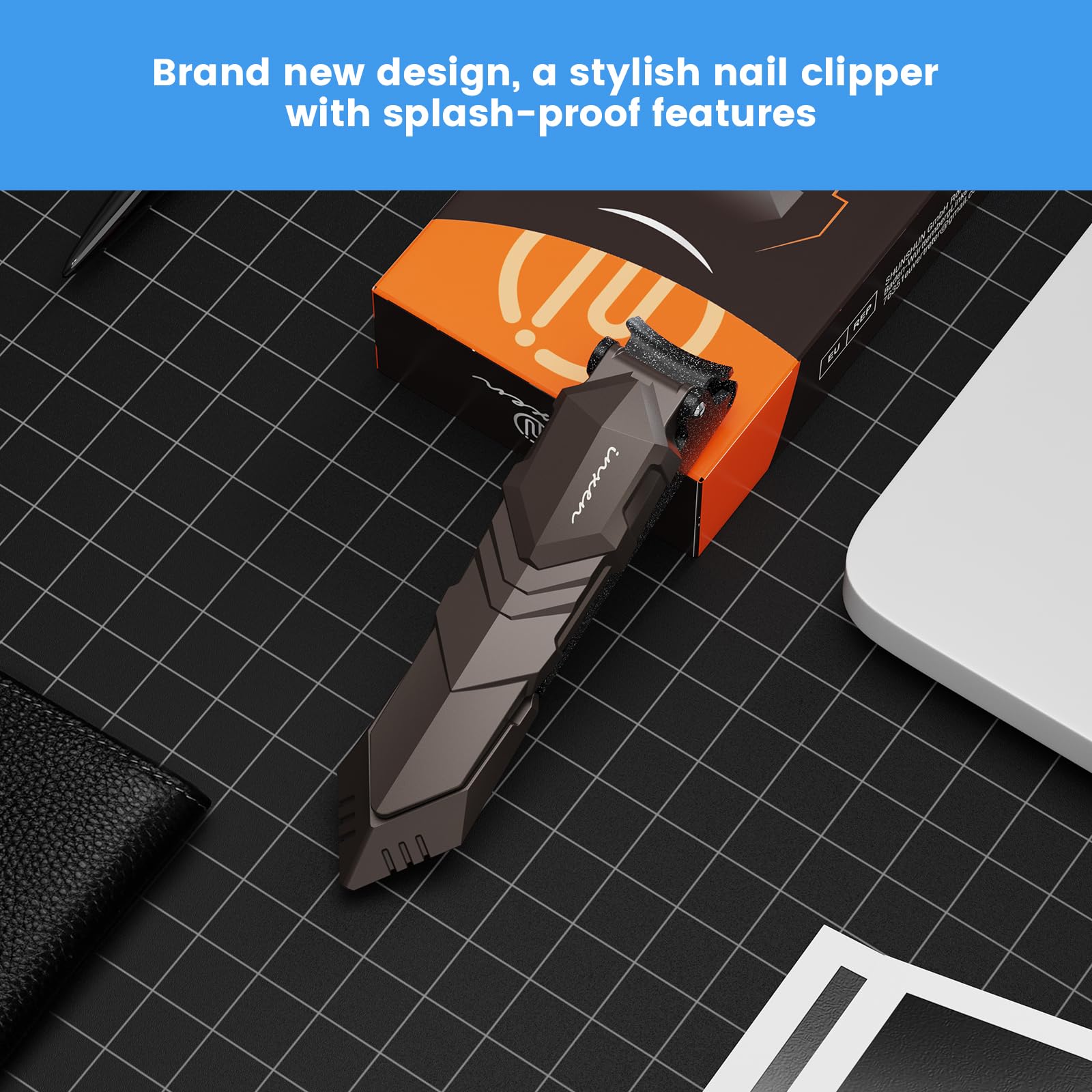 Inxen Nail Clippers For Men With Catcher, Sharp Heavy Duty No Splash Self-Collecting Nail Clippers, Stainless Steel Nail Clipper