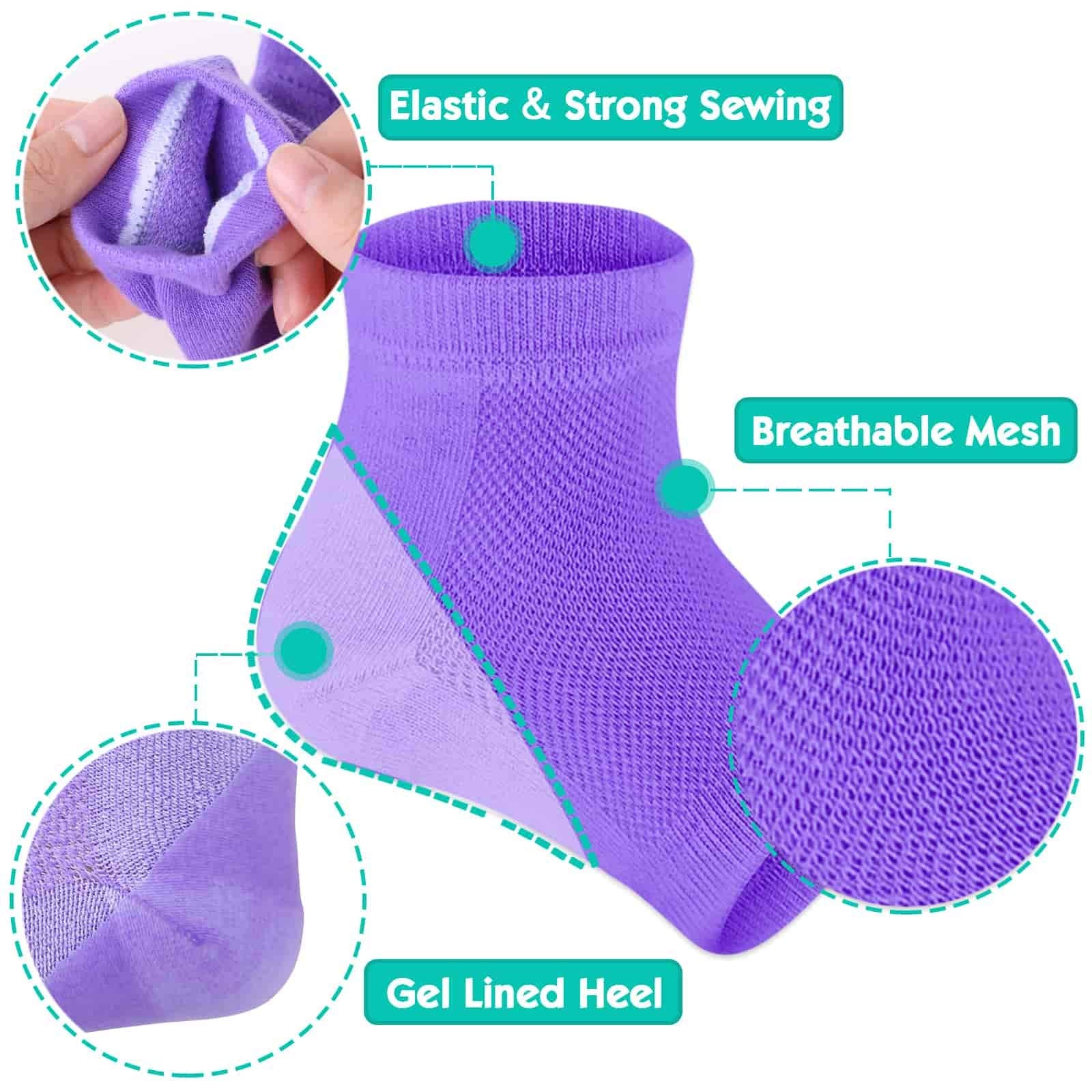 Selizo 6 Pairs Heel Moisturizing Socks Open Toe Socks Cracked Gel Heel Socks Foot Toeless Heel Repair Socks For Women Dry Hard C