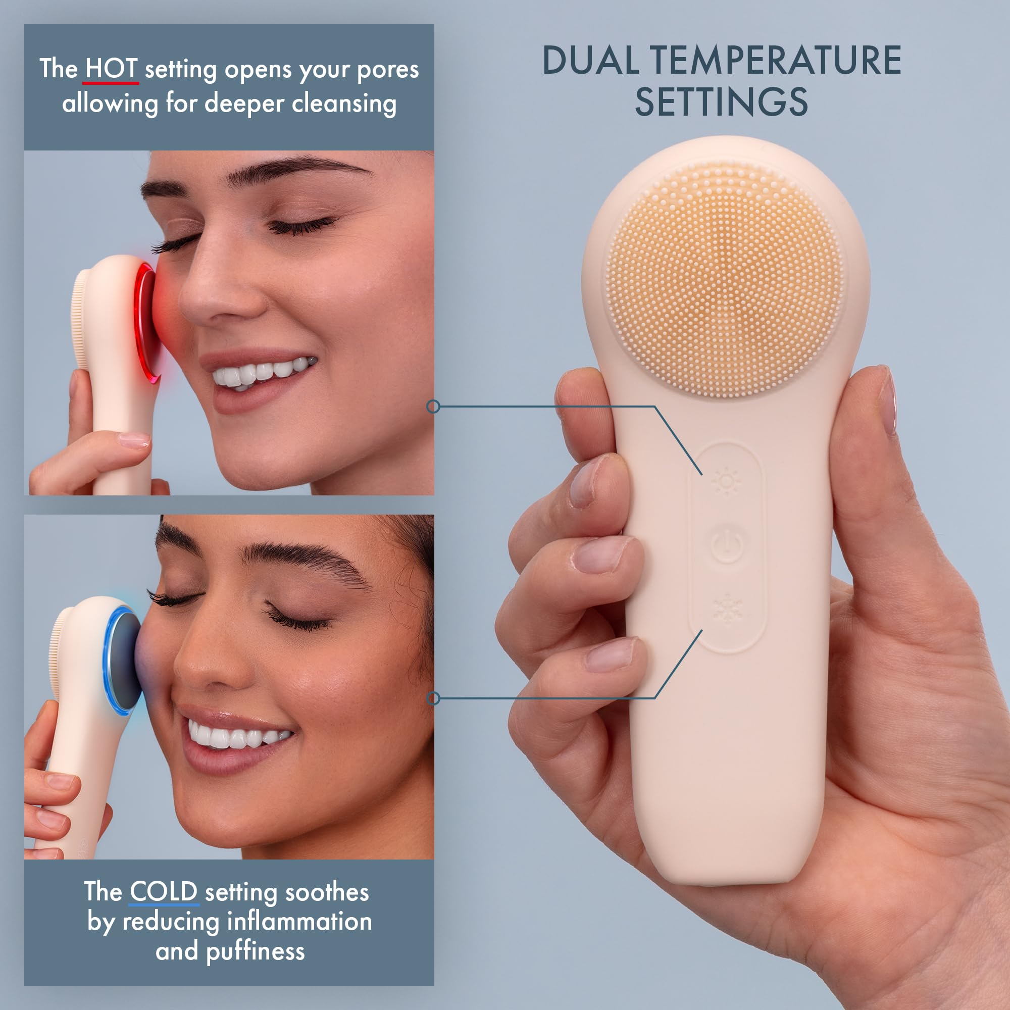 Facial Cleansing Brush, Rechargeable Electric Face Scrubber, Waterproof Silicone Face Brush Cleanser W/Fast Usb-C Charger, Massa