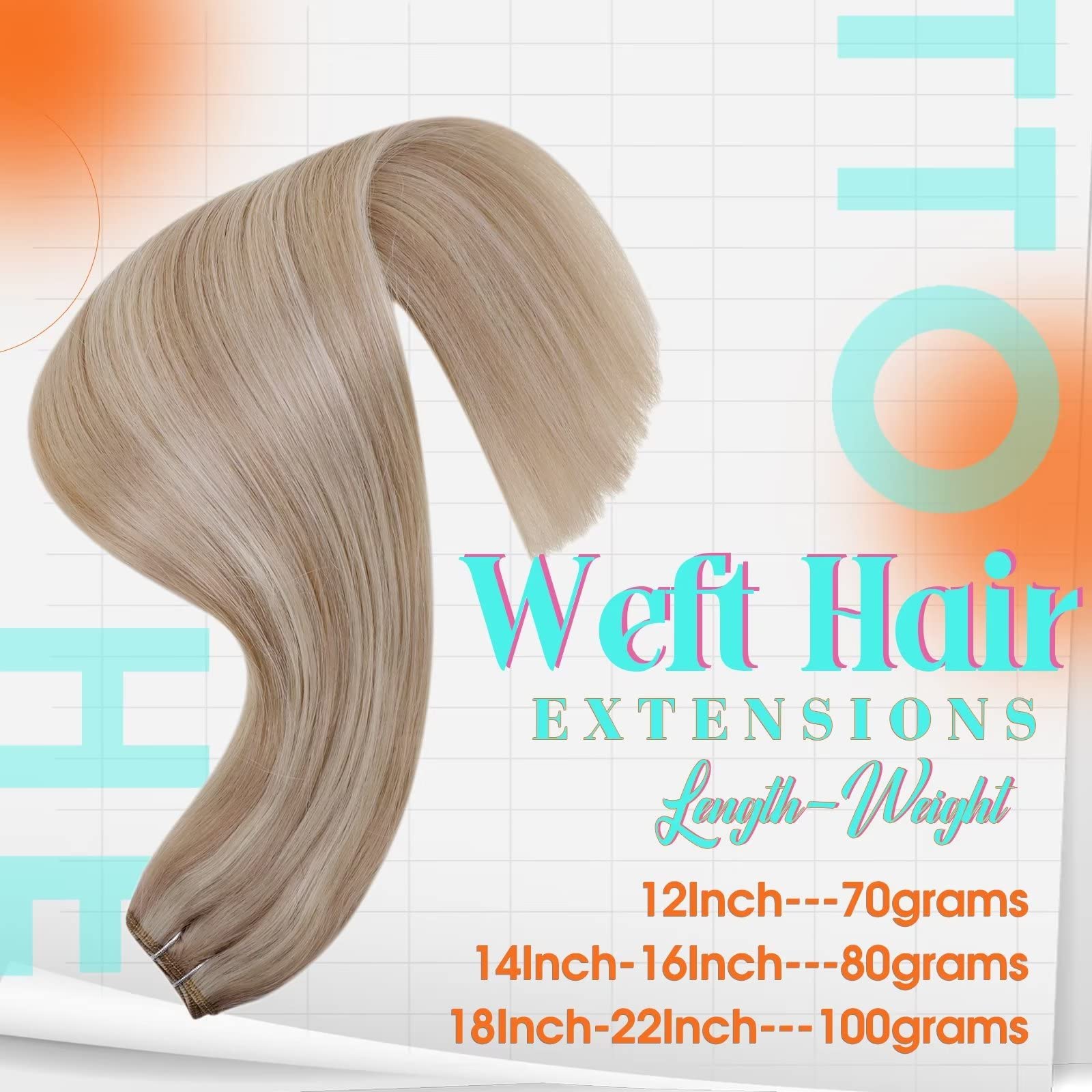 Hetto Blonde Weft Extensions Human Hair 22 Inch 100g Sew in Weft Hair Extensions Human Hair Blonde Brazilian Hand Tied Weft Huma