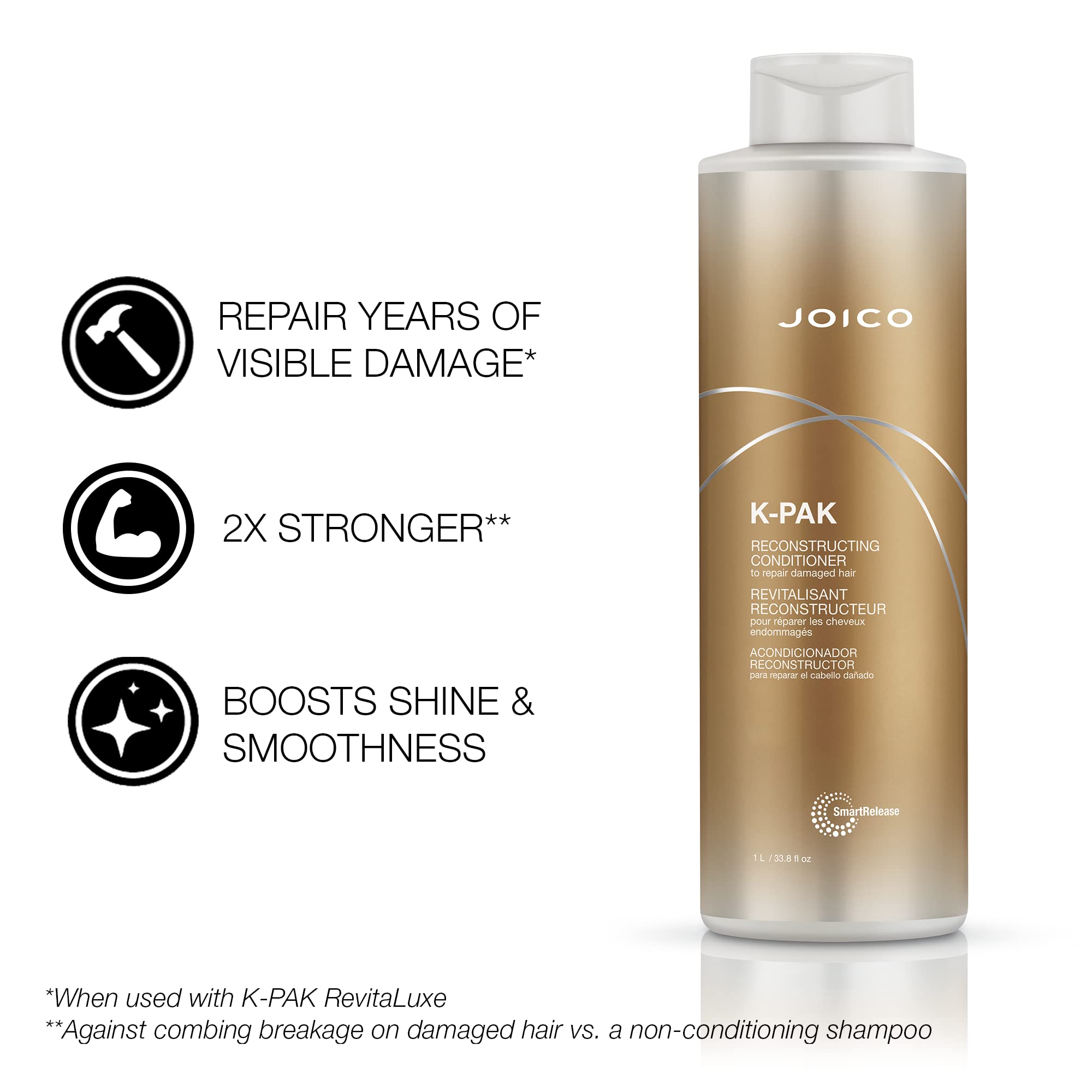 Joico K-PAK Daily Reconstructing Conditioner | For Damaged Hair | Restore Shine | Smooth & Detangle | Eliminate Static | With Ke
