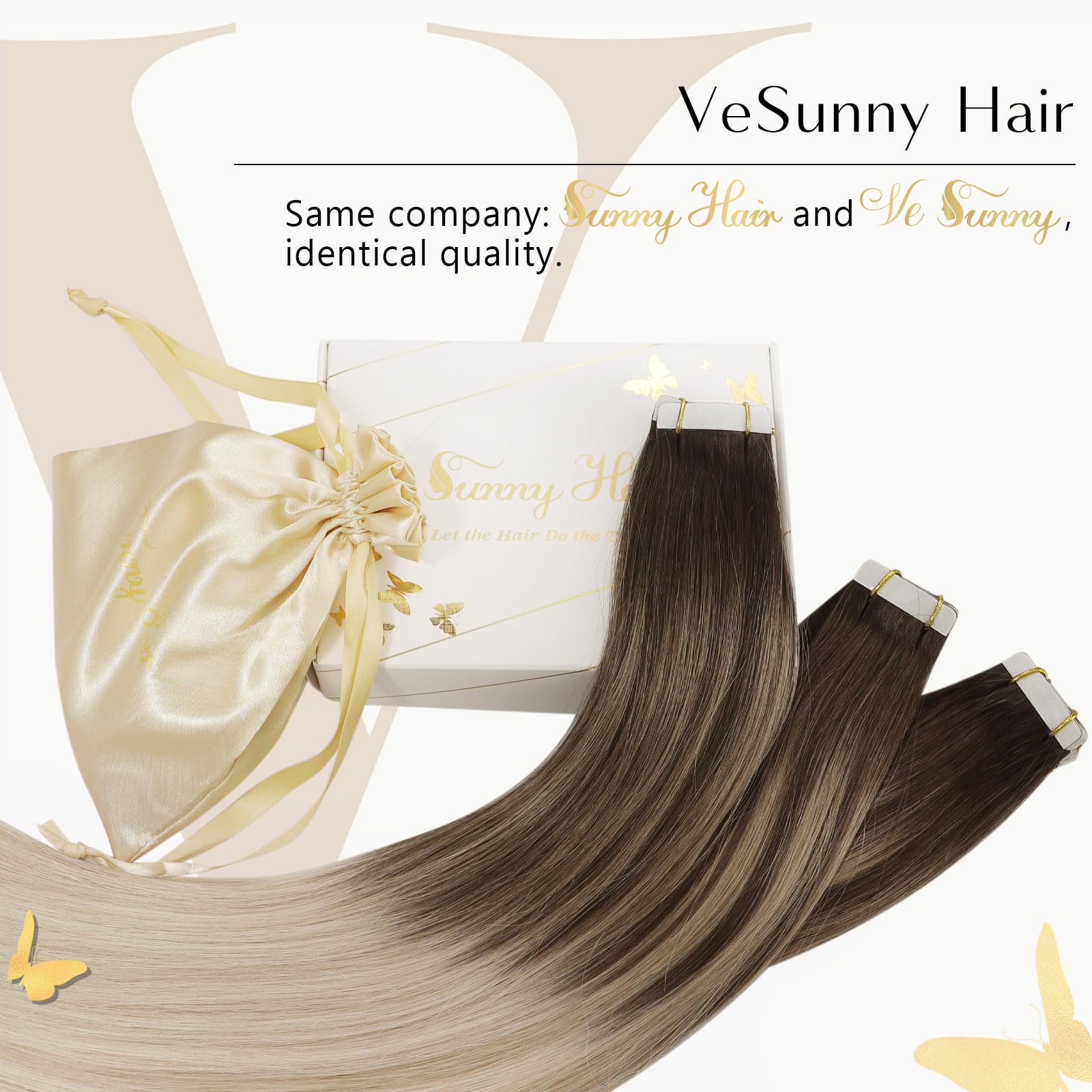 Ve Sunny 22 Inch Tape In Extensions Brown Ombre Human Hair Extensions Tape Ins Long Hair Tape In Hair Extensions Dark Brown Ombr
