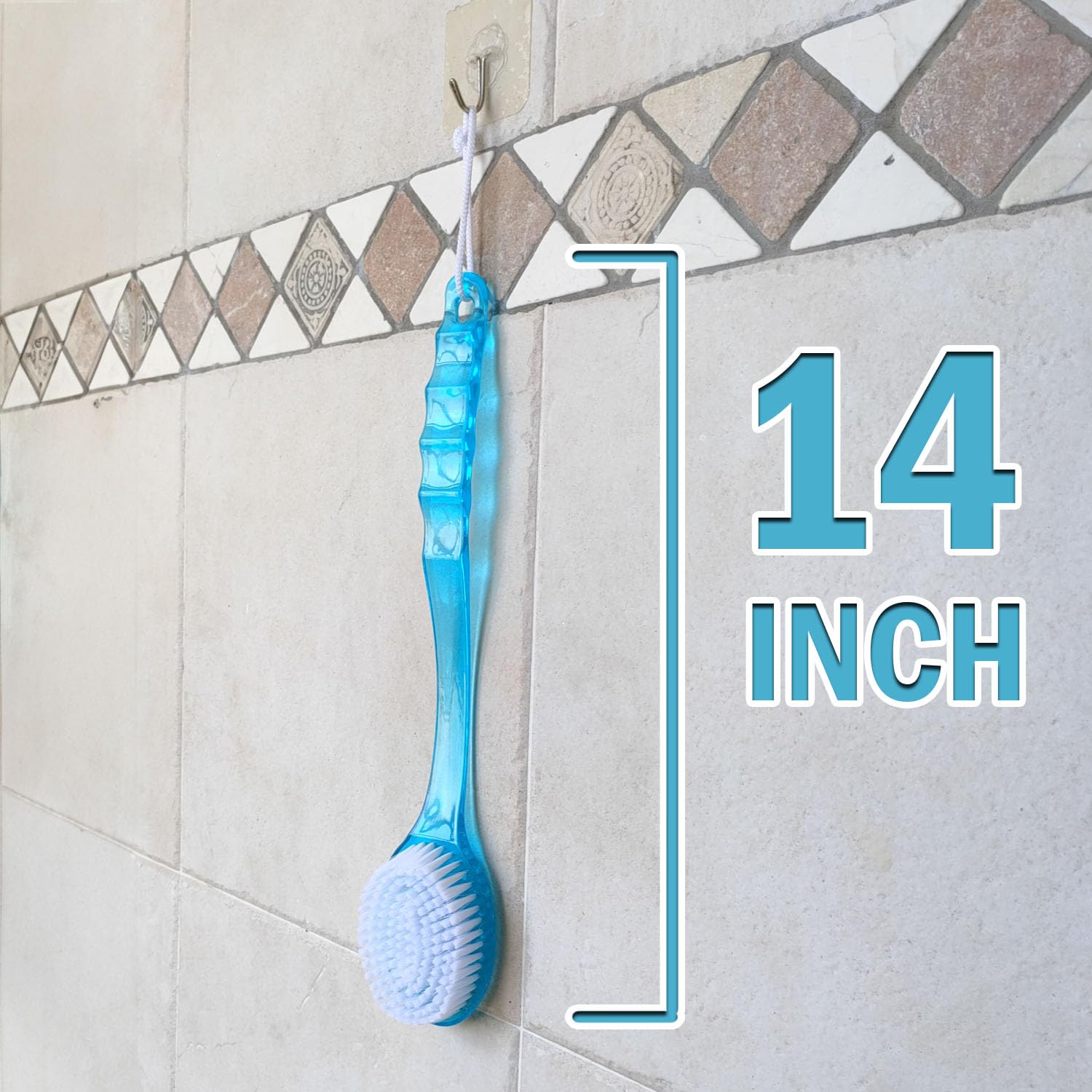 KT Deals Bath Body Brush - Long Handle Exfoliating Scrubber with Soft Nylon Bristles, Blue - Model: BackShowerBrush-blue