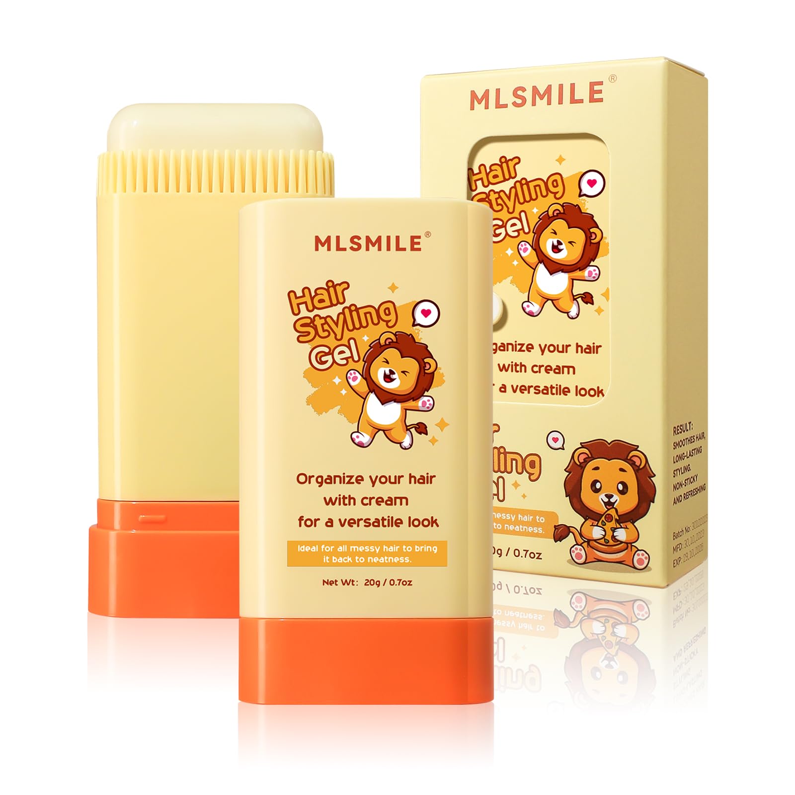 Mlsmile Hair Wax Stick For Baby Styling, 2-In-1 Design With Built-In Comb, Slick,For Kids Waxes, Moisturizing, Non-Greasy, Easy