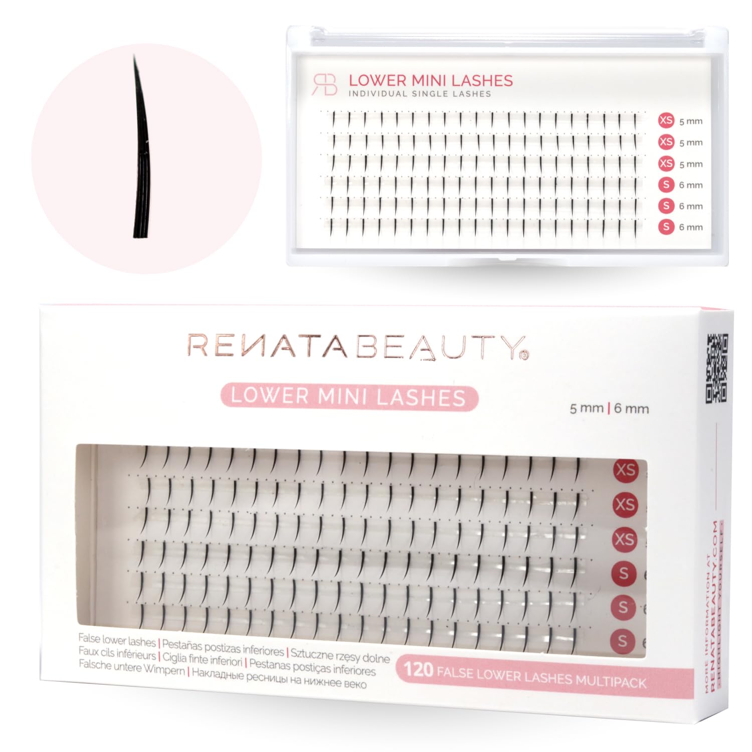 RB RENATA BEAUTY False Bottom Lashes - 120pcs Lower Lashes - Premium Individual Eyelashes Short 5mm/6mm - Synthetic Fiber - Faux