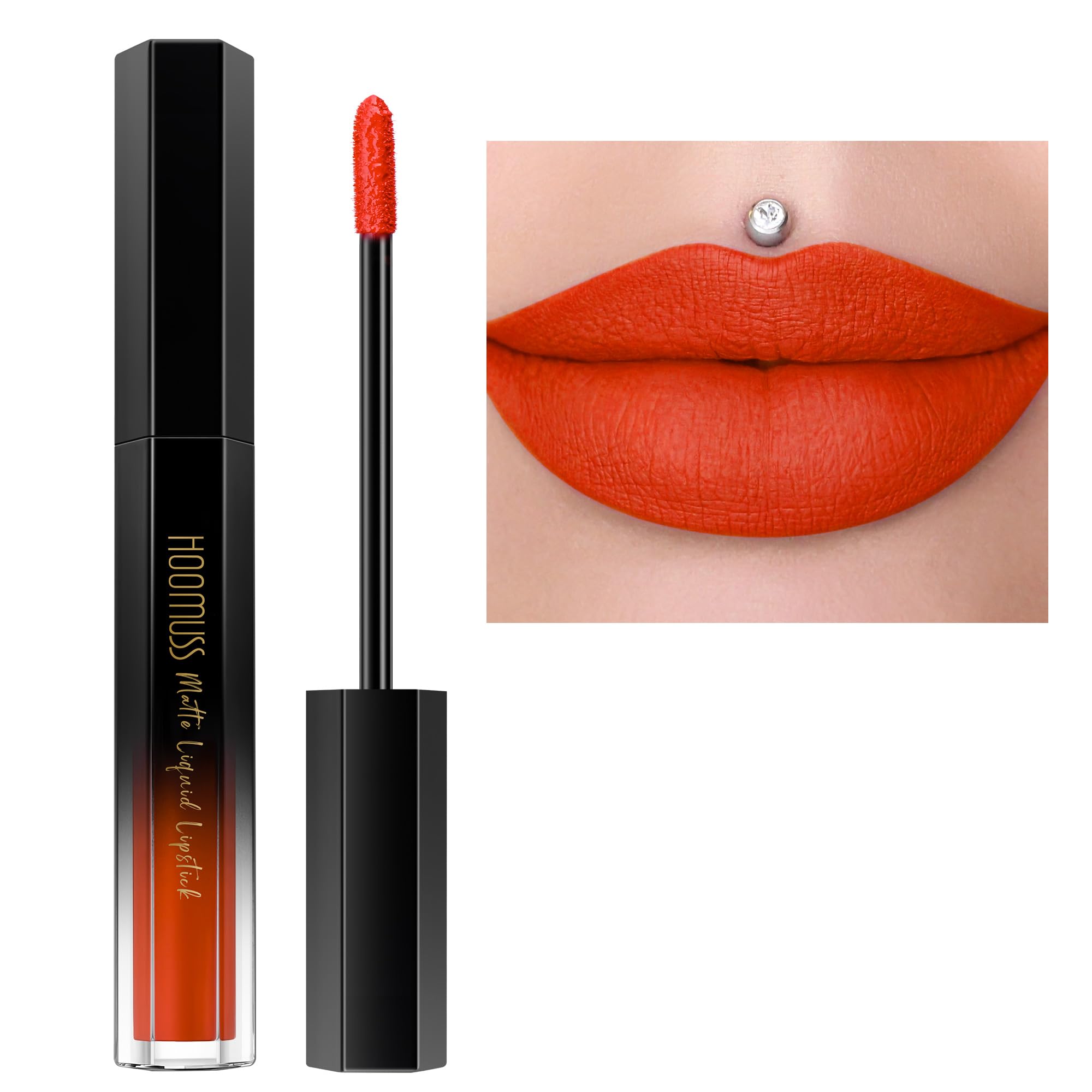 Hoomuss Orange Lipstick Long Lasting, Matte Liquid Lipsticks For Women Non Transfer Smudgeproof Smooth And Easy To Appy Cruelty