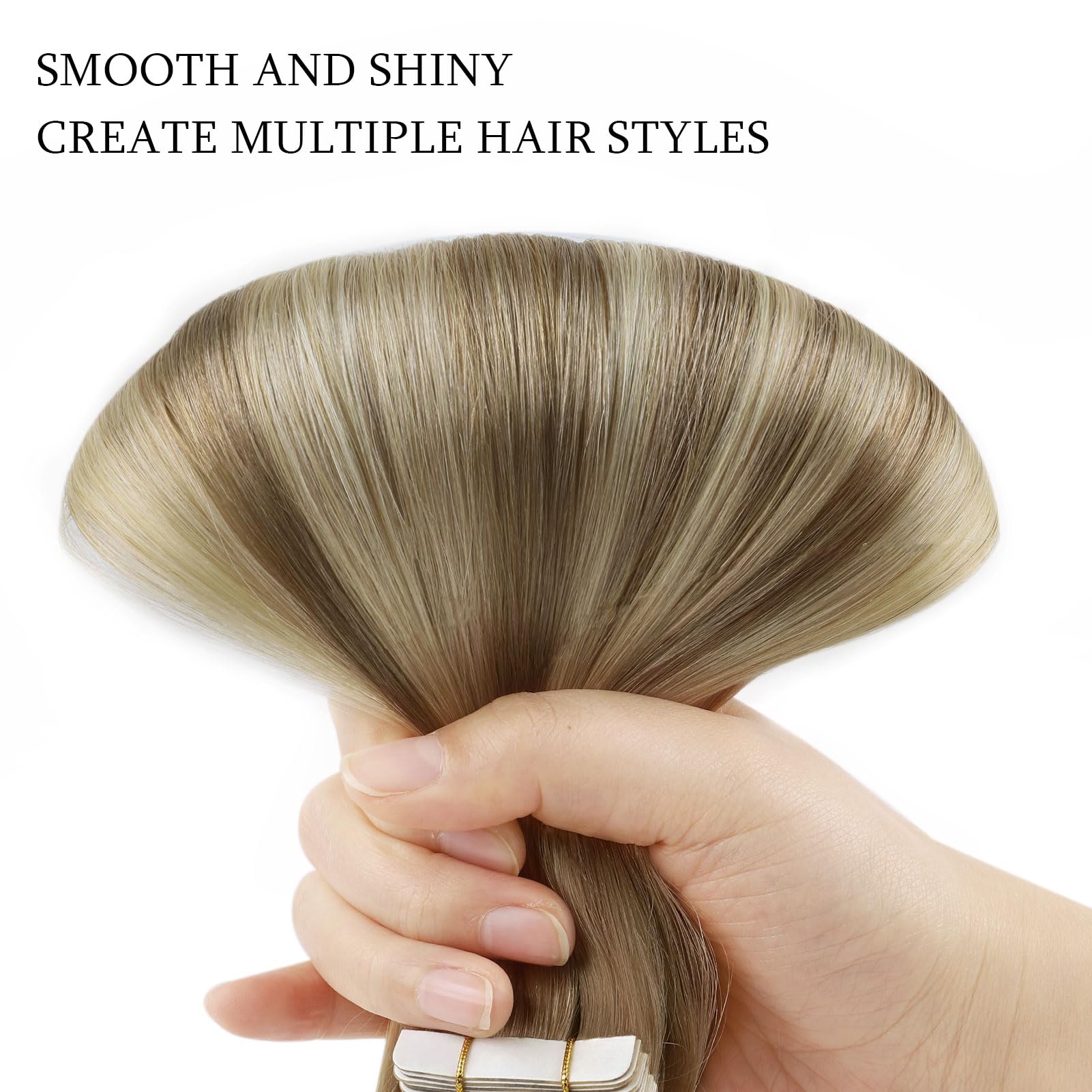 Abh Amazingbeauty Hair 22 Inch Hair Extensions Real Human Hair Tape In Balayage Ash Brown To Blonde Mix With Light Blonde Invisi