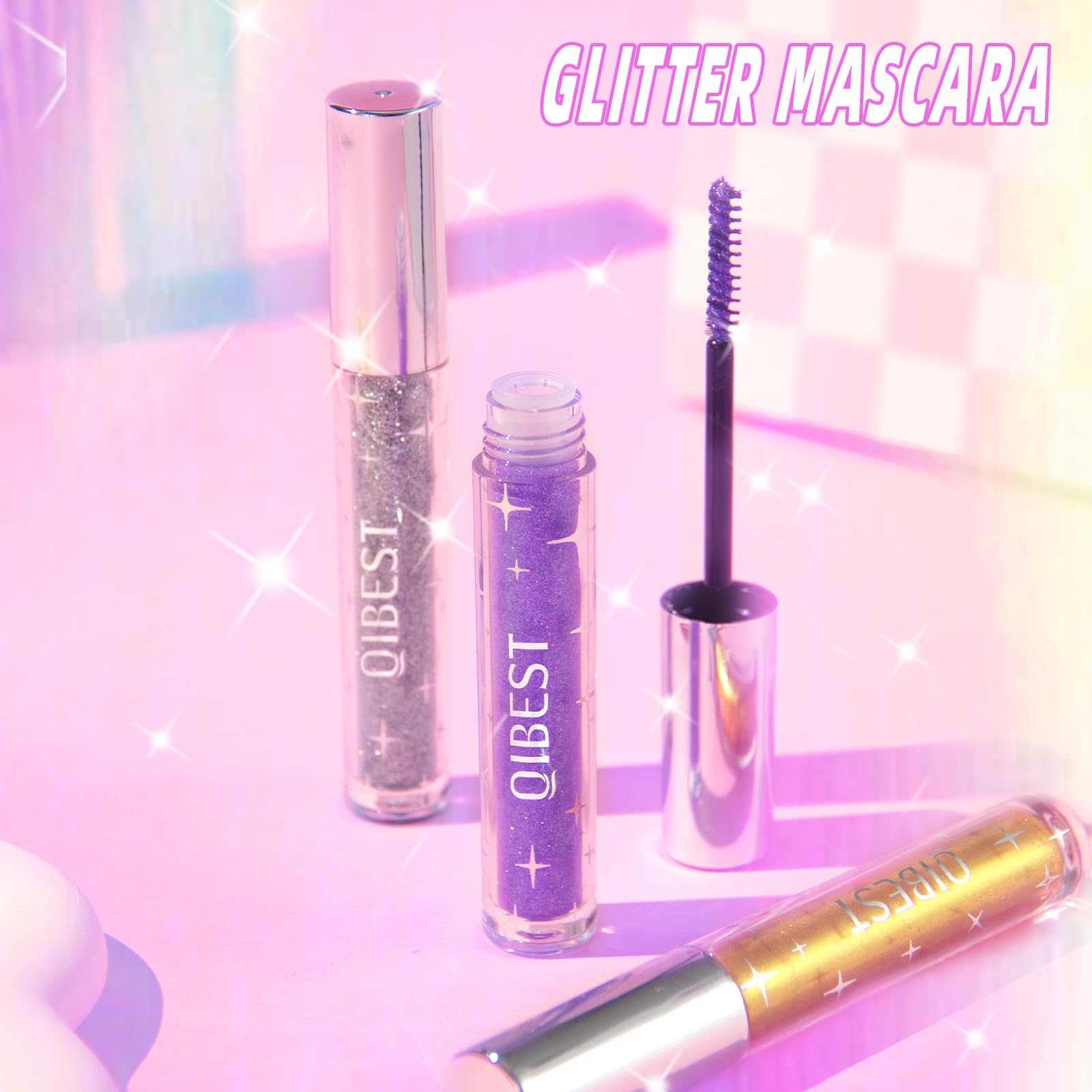 Dlzzrs Colored Mascara For Eyelashes,Diamond Glitter Color Colorful Mascara,Shiny Sparkle Waterproof Long Lasting Smudge-Proof M