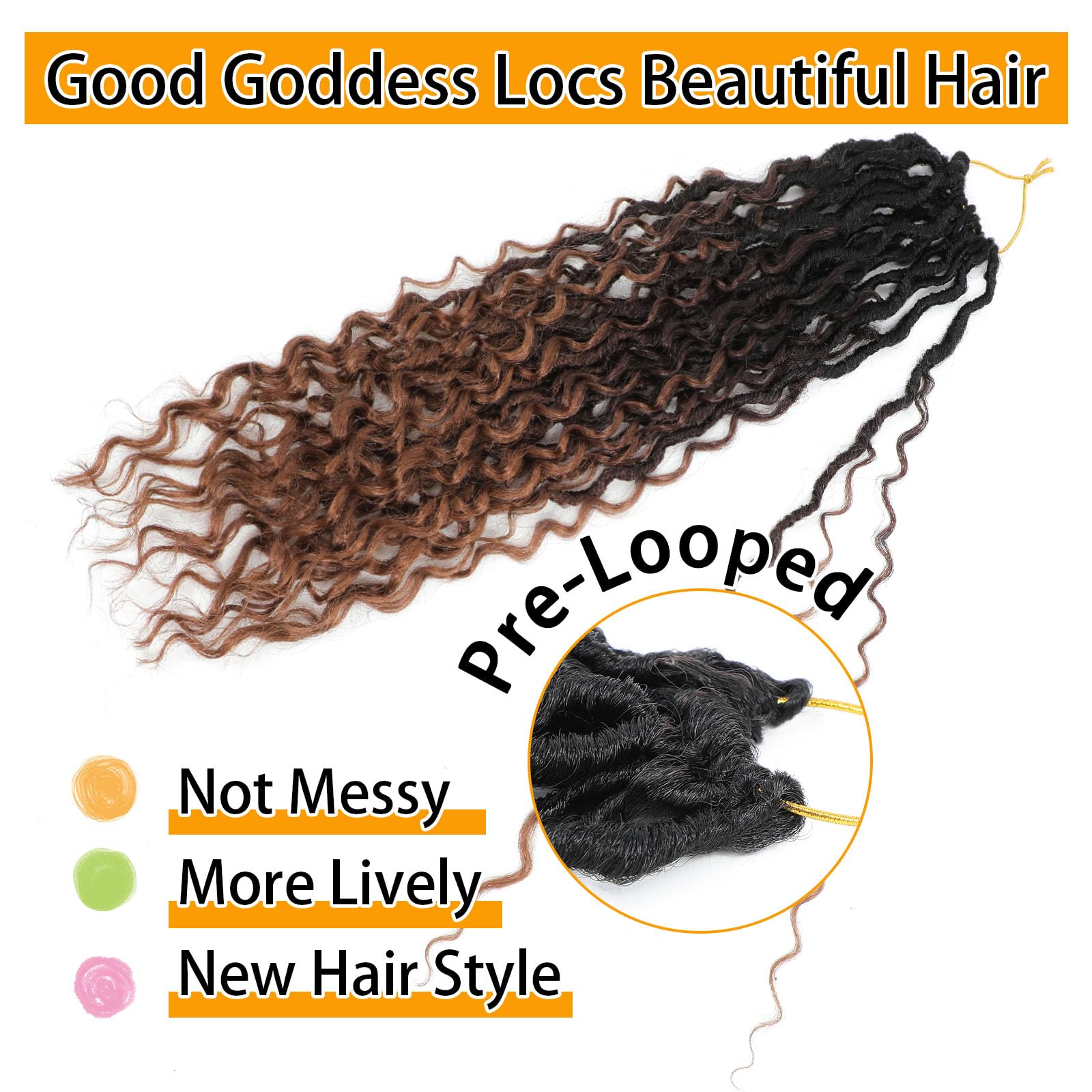 Col Bling Goddess Locs Crochet Hair 14 Inch 8 Packs Ombre Faux Locs Crochet Hair For Women Pre Looped Crochet Boho Goddess Faux