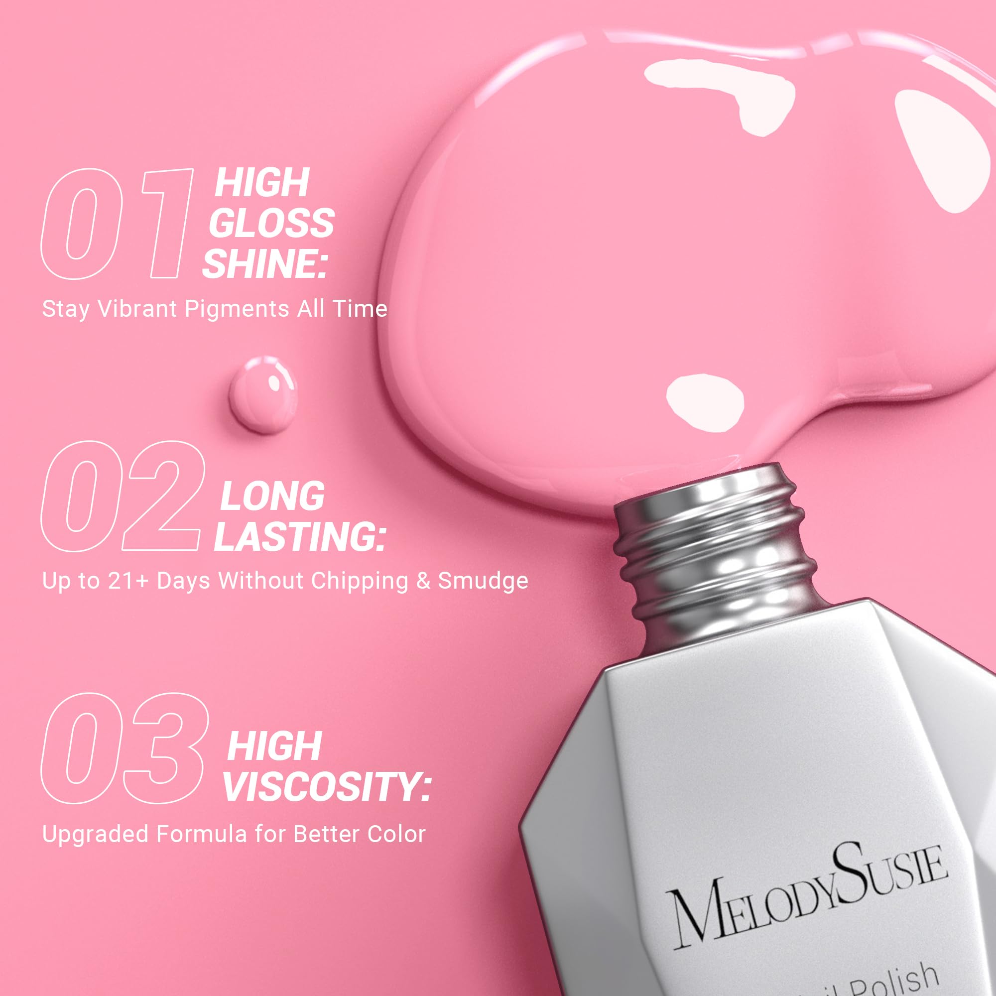 Melodysusie Thick Pink Gel Nail Polish,0.5Fl Oz Milky Pink Nails Soak Off Uv Led Light Pink Gel Polish Christmas Gift For Women