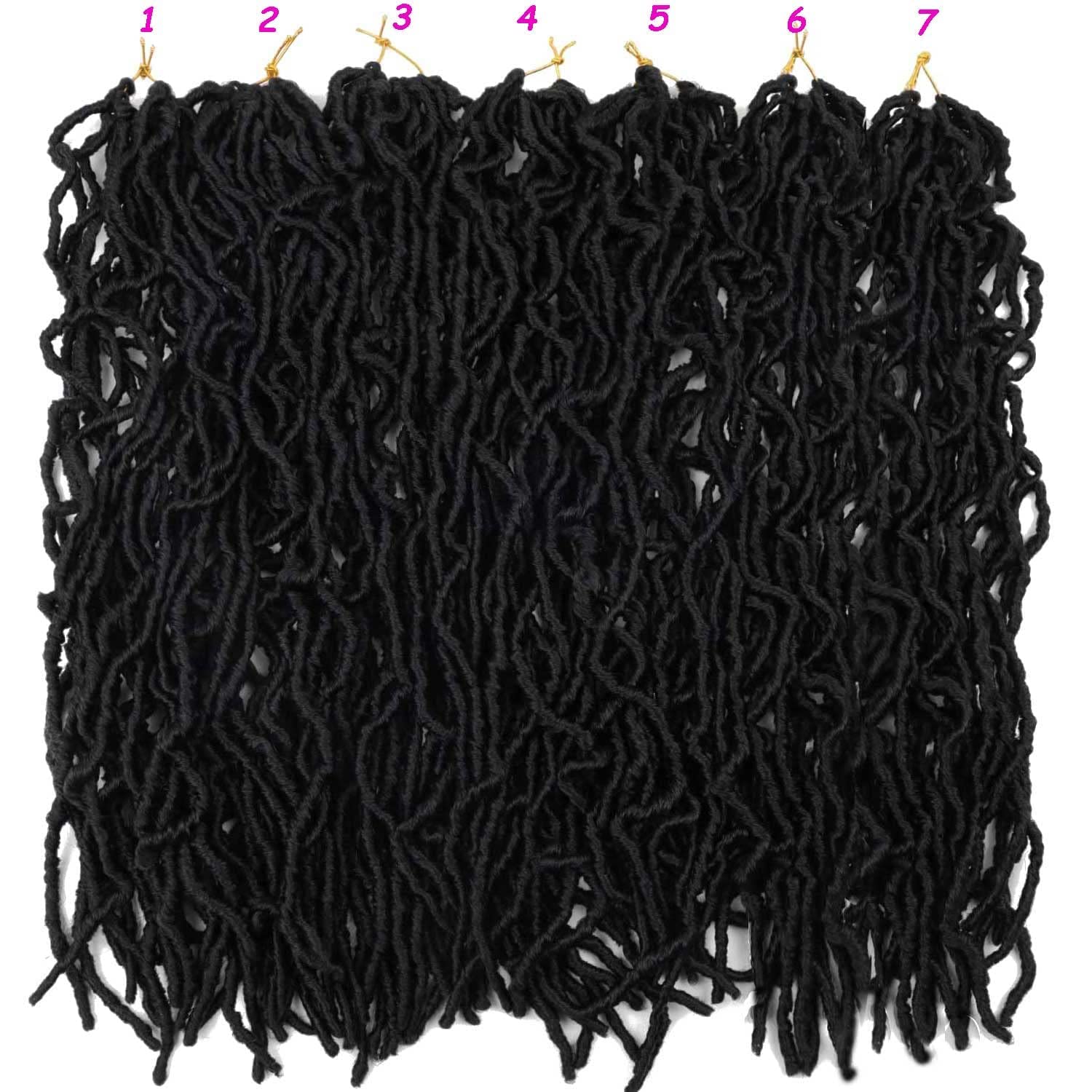 7 Packs 24 Inch Soft Locs Crochet Hair Pre Looped Faux Locs Crochet Braids 126 Stands Curly Wavy Goddess Locs for Butterfly Croc