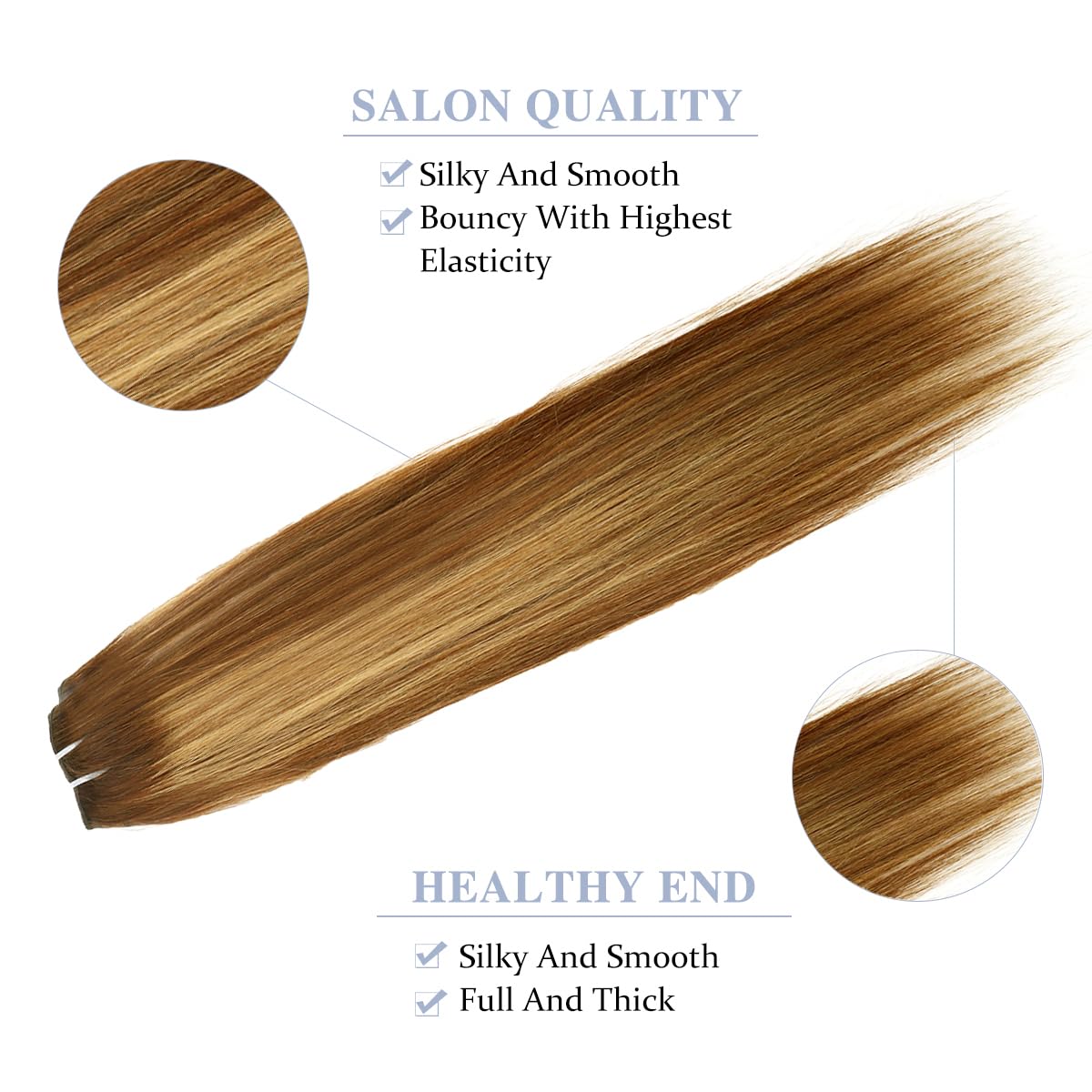 Pobokix Balayage Clip In Hair Extensions Real Human Hair Straight Human Hair Clip Ins For Women, Natural Soft Remy Human Hair, 8