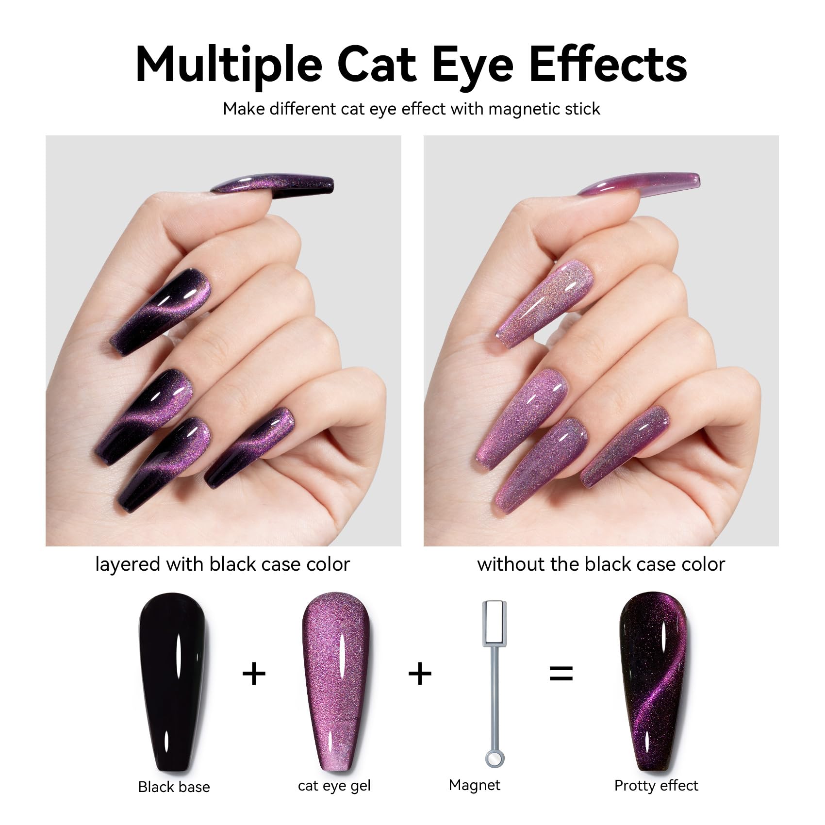 Maychao 15Ml Cat Eye Gel Nail Polish 1Pc Rainbow Purple Pink Gel Polish With Magnet Soak Off Holographic Magnetic Nail Polish Fo