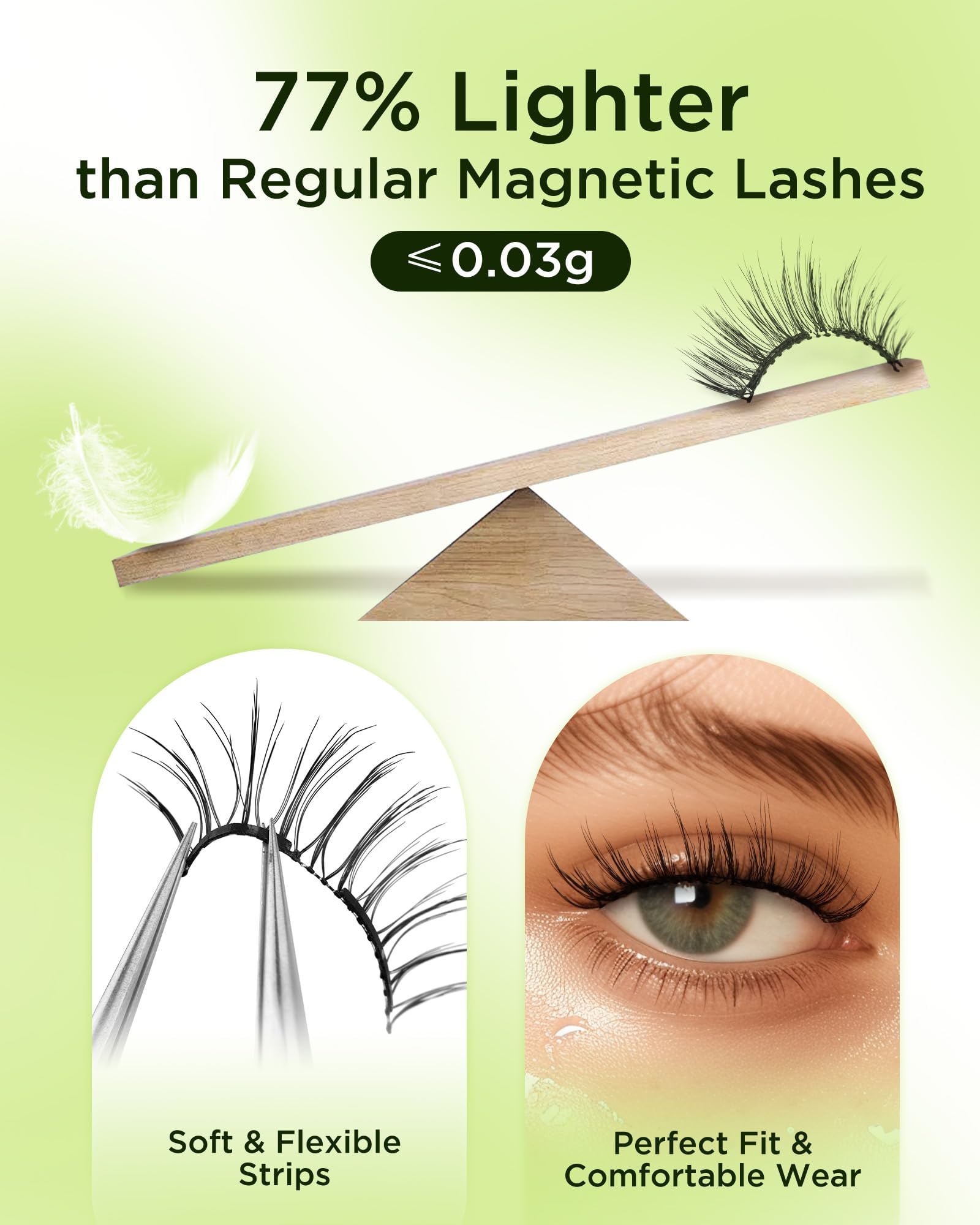 BEYELIAN Soft Magnetic Eyelashes with Applicator, Reusable Magnetic Lashes No Glue Needed, Eyelashes Natural Look, Easy to Wear