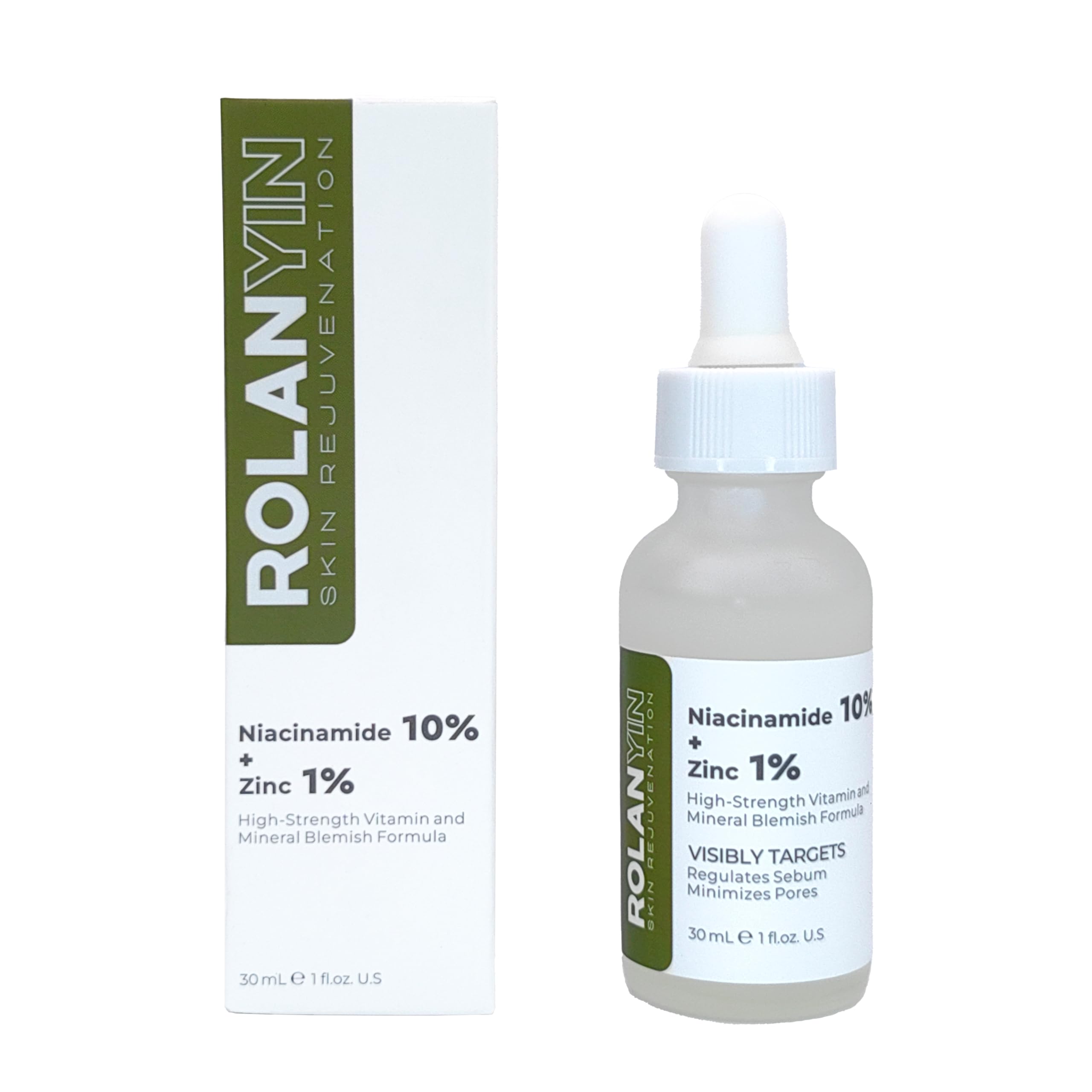 ROLANYIN Niacinamide 10% + Zinc 1% Facial Serum for Oil Control and Pore Minimizing Blemish Treatment Hydrating Soothing Anti Ag