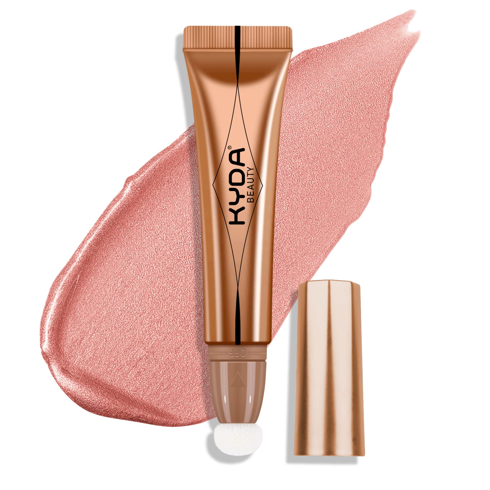 KYDA Blush Beauty Wand, Shimmer Face Blush with Cushion Applicator, Natural Pearl Finish, Silky Smooth Creamy Formula, Lightweig