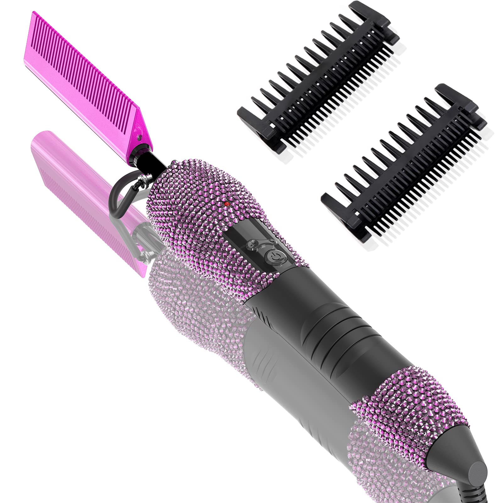 Dan Technology 500 Hot Comb Electric For Wigs, Diamond Heating Comb, 60 Min Auto-Off & 7 Temperatures Adjustable Purple Hot Comb