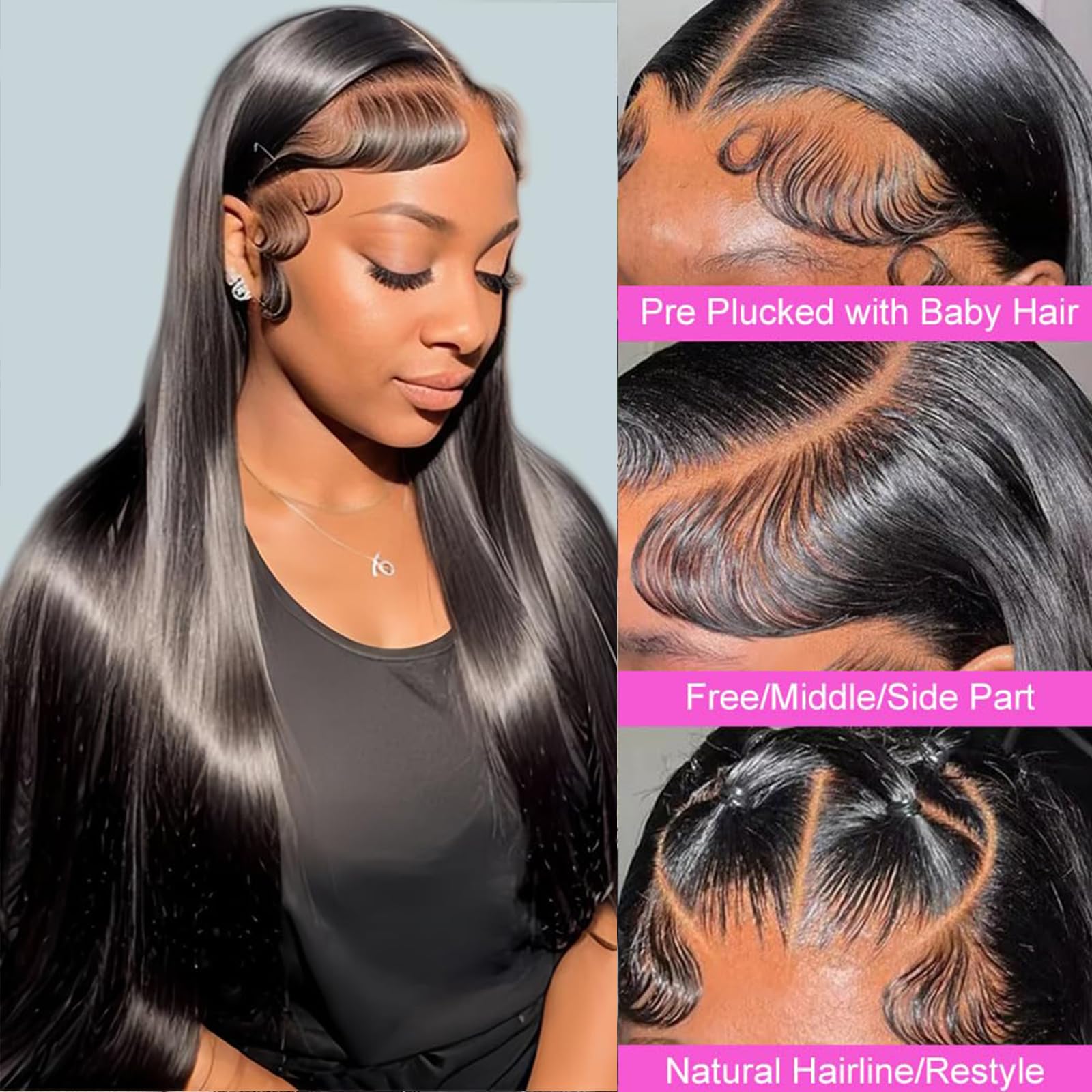Lemoda 13X6 Lace Front Wigs Human Hair Straight Lace Front Wigs Human Hair Hd Transparent Lace Wig Pre Plucked 14A Virgin Human