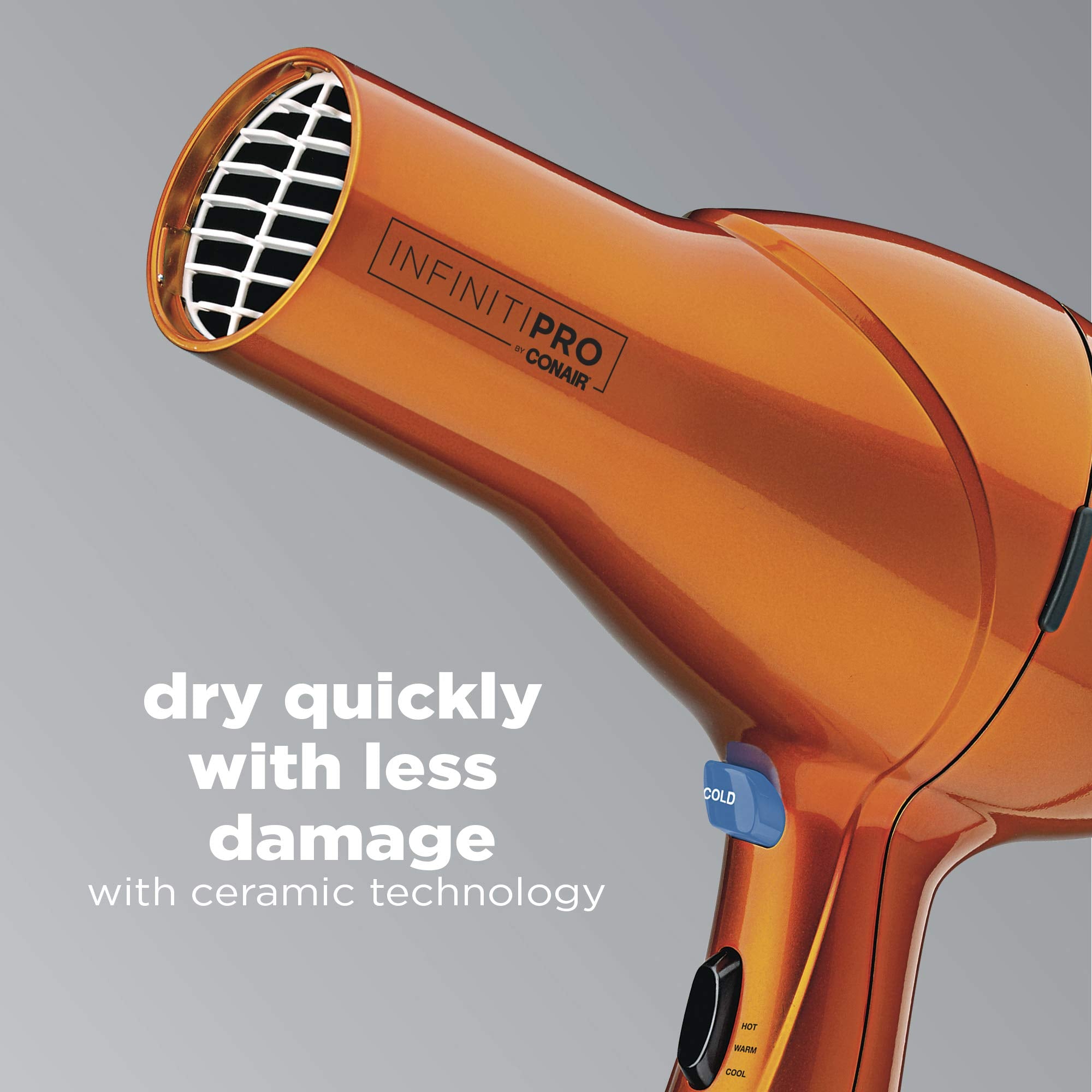 INFINITIPRO by CONAIR Hair Dryer, 1875W Salon Performance AC Motor Hair Dryer, Conair Blow Dryer, Orange with Bonus Blow-Out Bru