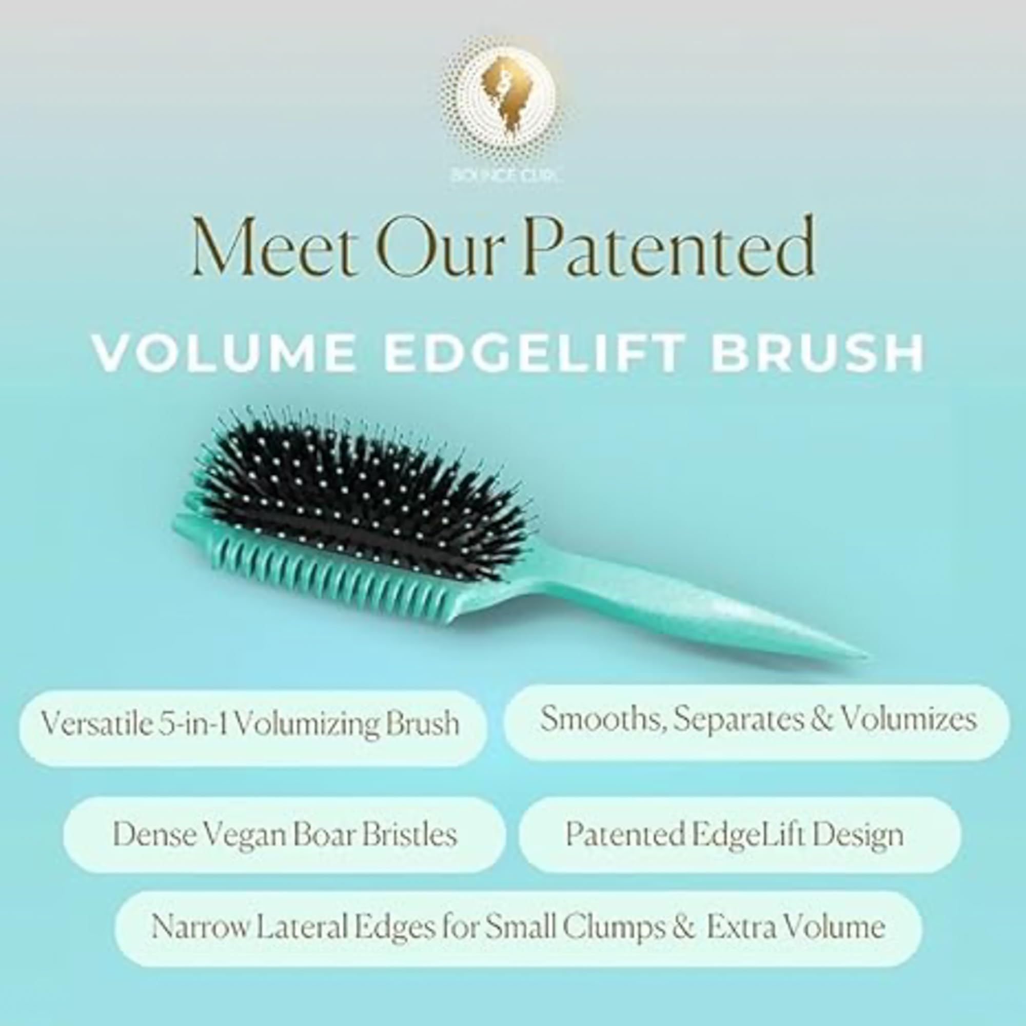 Bounce Curl Volume Edgelift Brush, 5-In-1 Tool For Volumized Waves, Curls & Coils - Purple