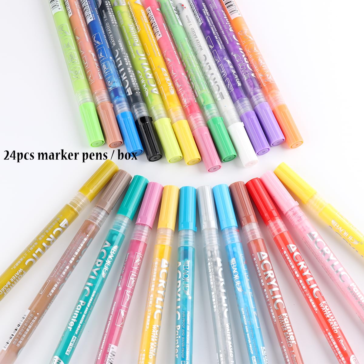 24 Colors Nail Polish Pen Set, Nail Art Pens For Painting, Black White Liner Gel Polish, Dotting French Tips Drawing Liner Brush