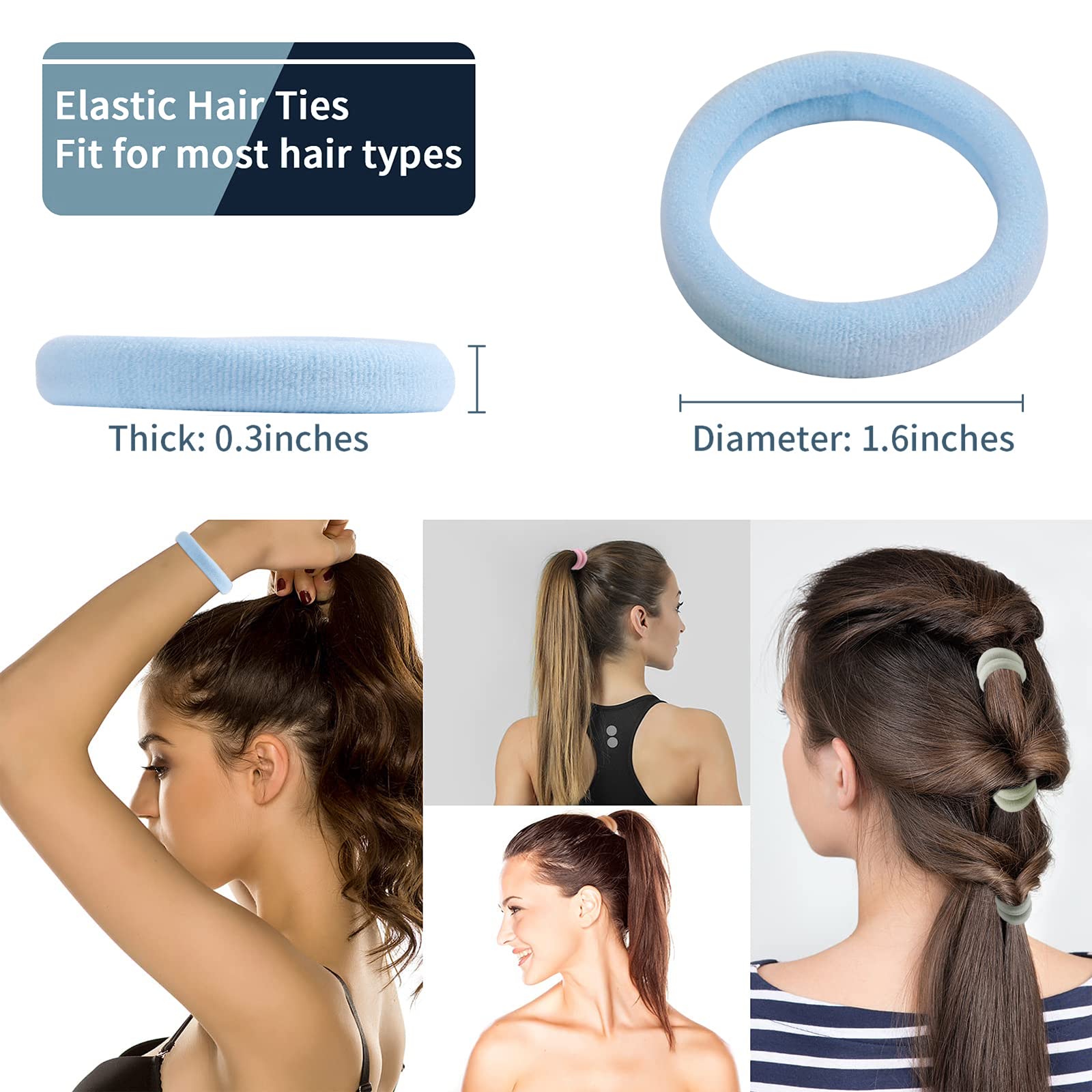 100Pcs Elastic Hair Accessories - Seamless Cotton Hair Bands, Soft Ponytail Holders For Thick/Thin Hair, No Damage Morandi Color