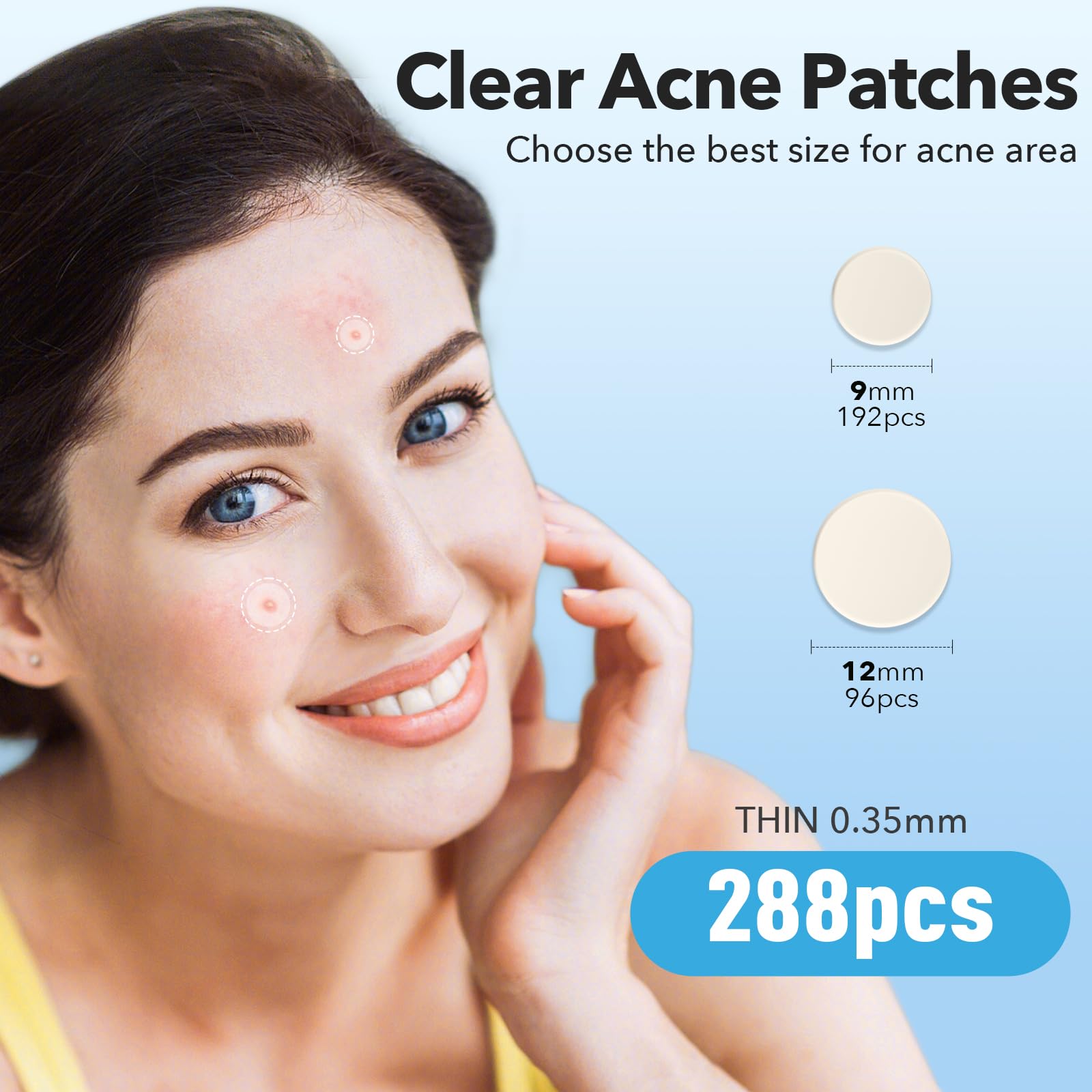 Qustere Pimple Patches For Face, Hydrocolloid Acne Patches, Cute Round Shape Zit Covers, Spot Stickers With Tea Tree, Salicylic