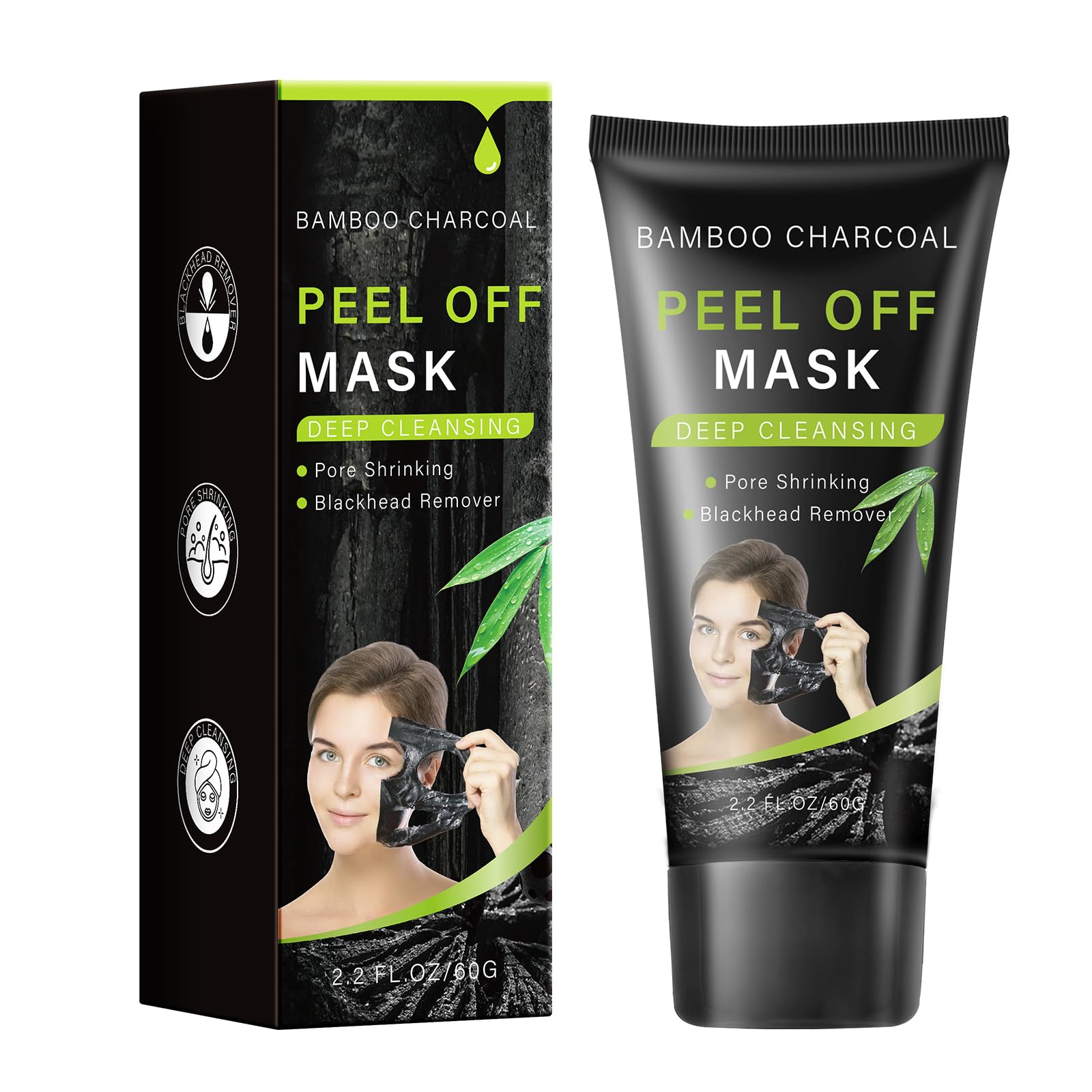 IREV Blackhead Remover Mask, Bamboo Charcoal Peel Off Mask, Charcoal Face Mask for Deep Cleansing, Blackheads, Acne, Dirts, Pore