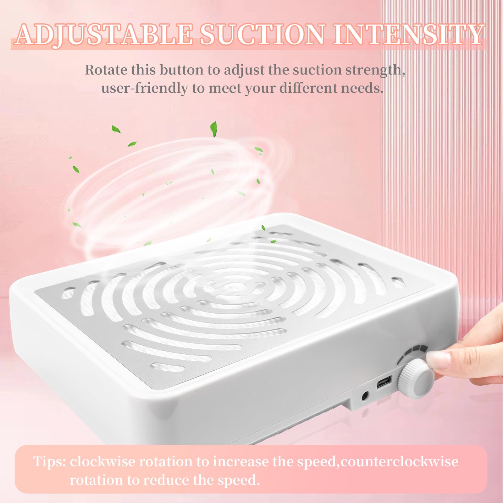 Angnya Nail Dust Collector With Led Light,Nail Dust Collector For Acrylic Nails Powerful 40 W Nail Vacuum Dust Collection With 1