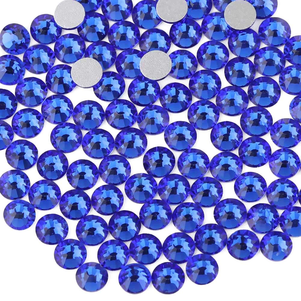 Beadsland 1440 Piece Flat Back Crystal Rhinestones Round Gems, 1.3Mm-8.6Mm, Sapphire (Ss10(2.7-2.9Mm))