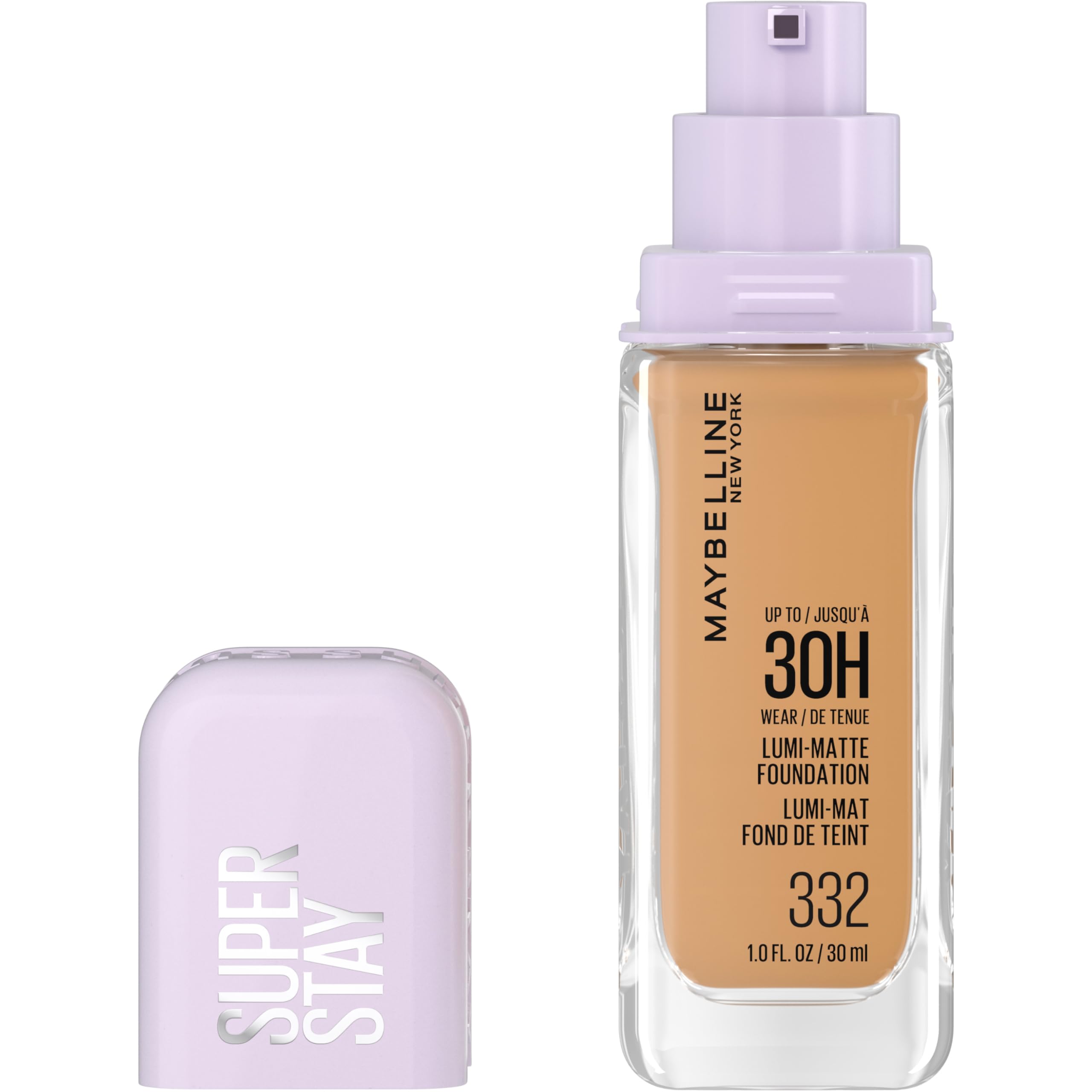 Maybelline Super Stay Lumi-Matte Foundation, Lightweight and Buildable Full Coverage Foundation Makeup For Up To 30HR Wear, 332,