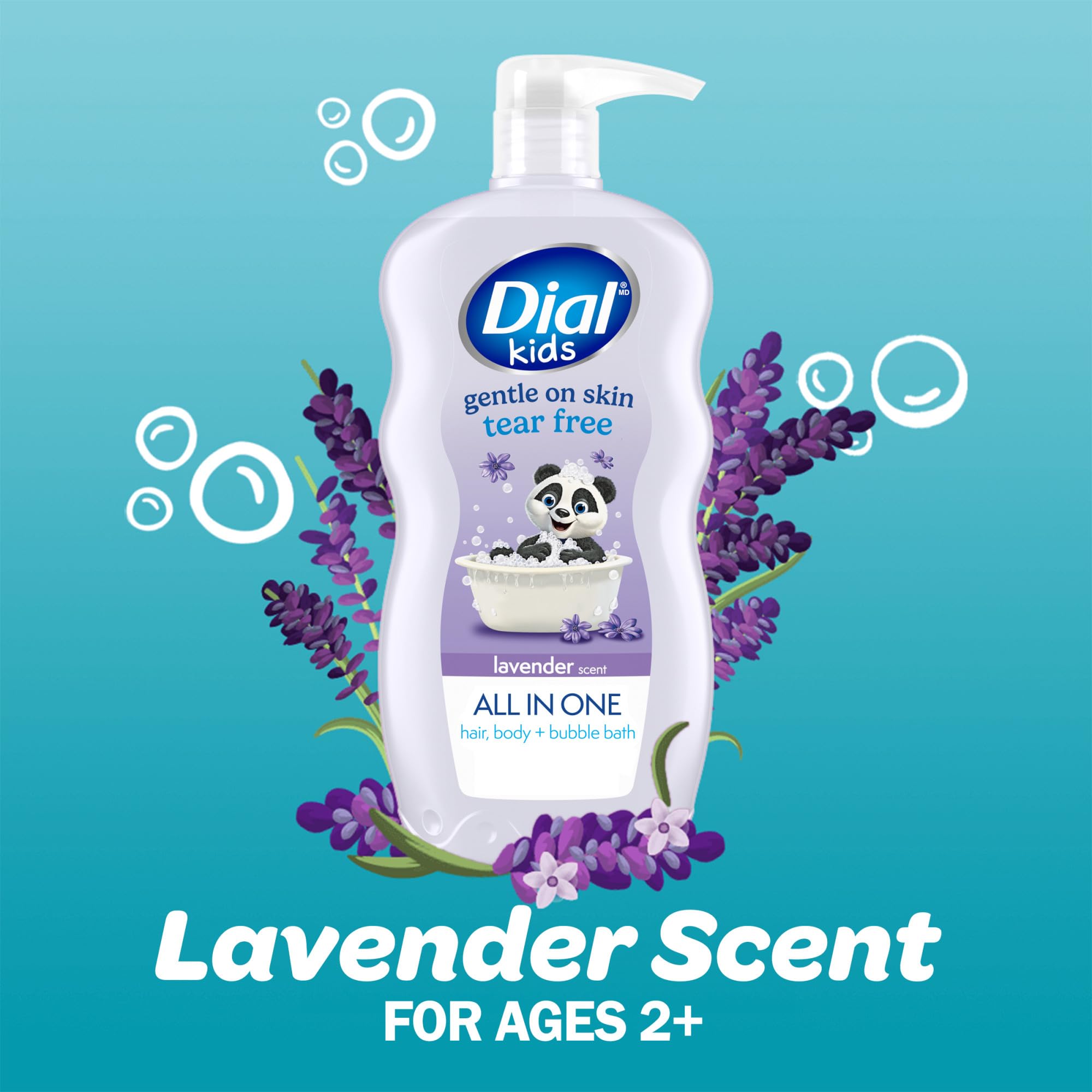 Dial Kids 3-In-1 Body+Hair+Bubble Bath, Lavender Scent, 24 Fl Oz (Pack Of 4)