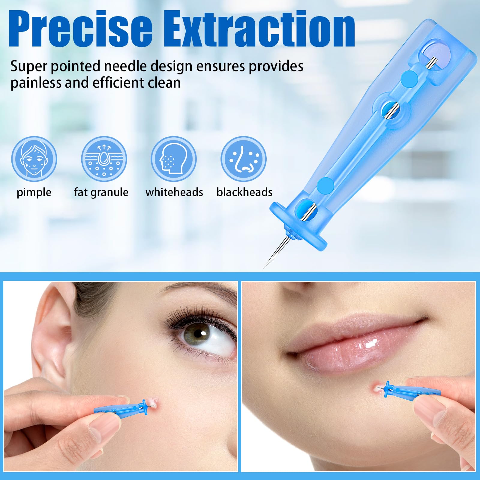 Acne Needle Tool, 60Pcs Disposable Pimple Needles & 72 Dots Acne Stickers | Blemish & Blackhead Removal Tools