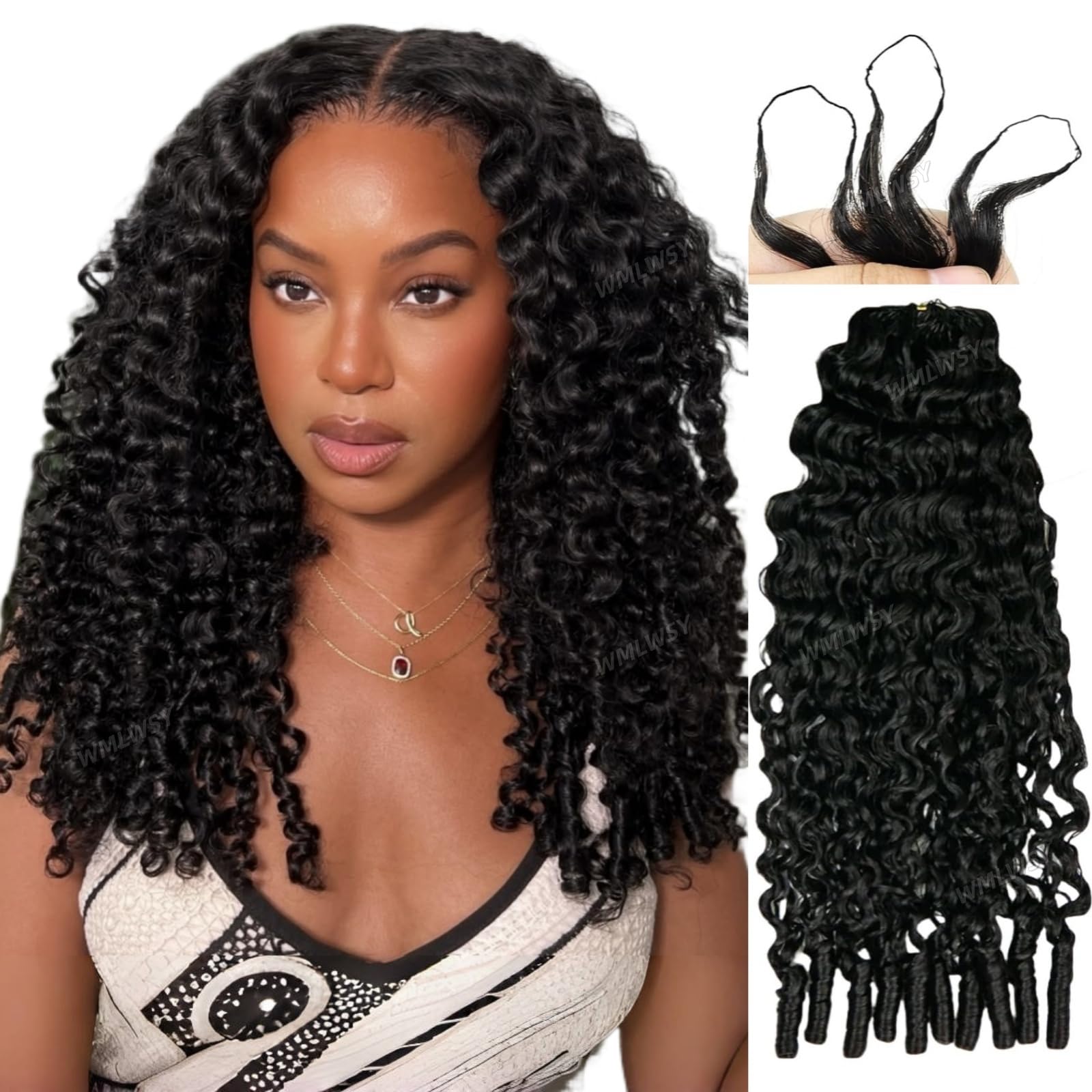 Feather Crochet Hair Extensions Lightweight Water Curly Pre Looped Crochet Human Hair Curly For Black Women Pre Separated Knotle
