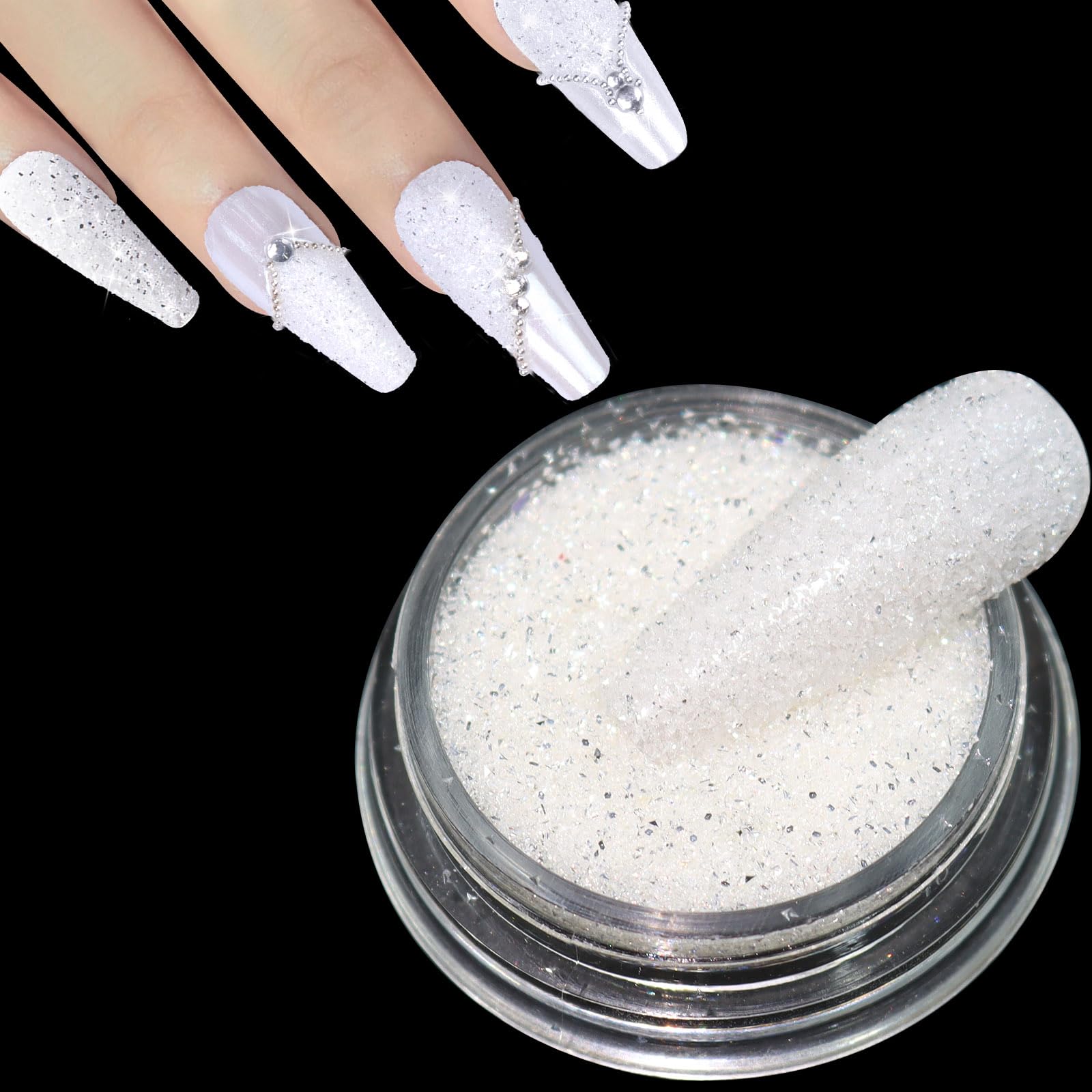 Laza 1.5g/0.05oz Diamond Nail Glitter Reflective Glitter Rhinestones Diamond Dust Pixie Crystals for Nails Holographic Nail Powd