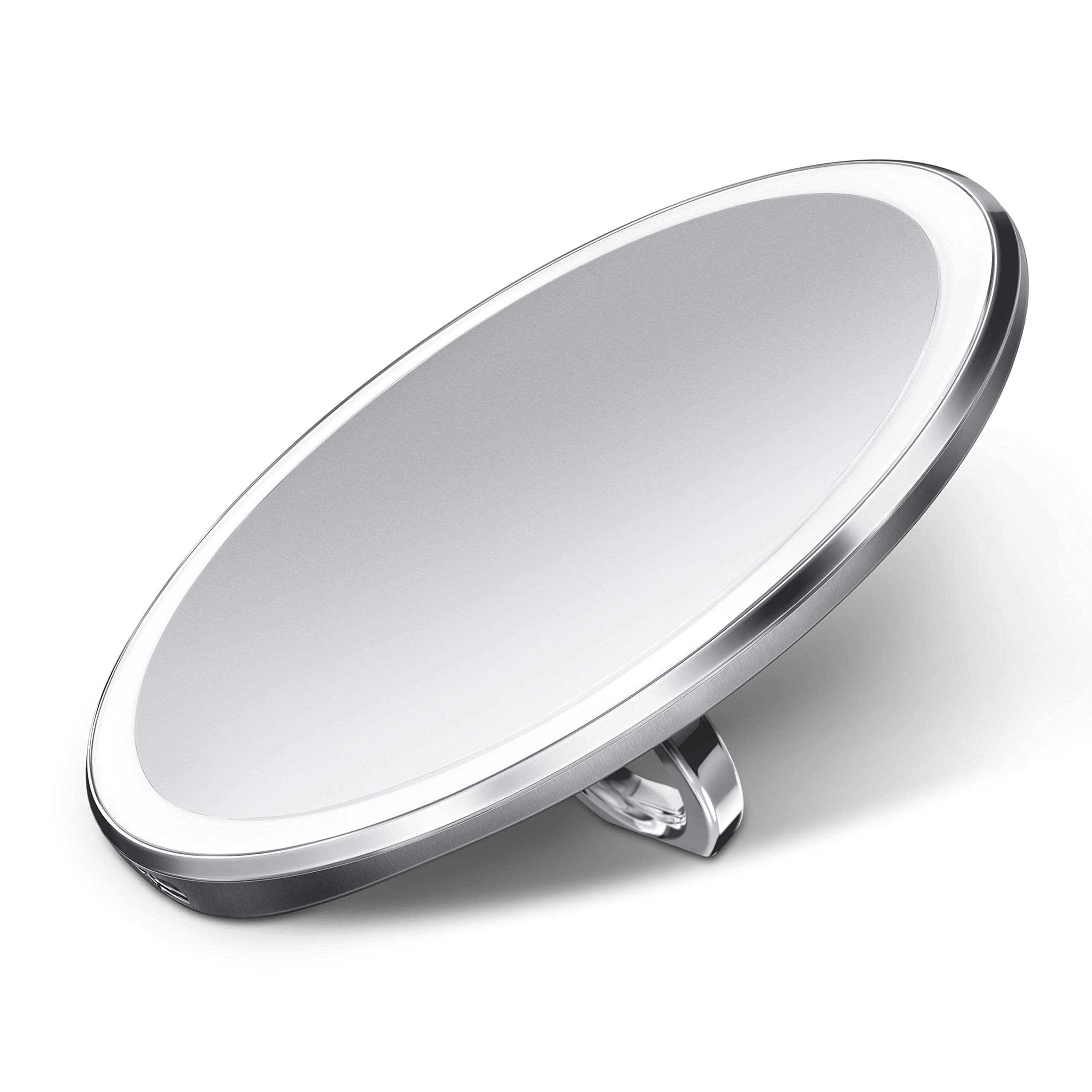 Simplehuman Sensor Mirror Compact 4'' Round, 3X Magnification, Brushed Stainless Steel