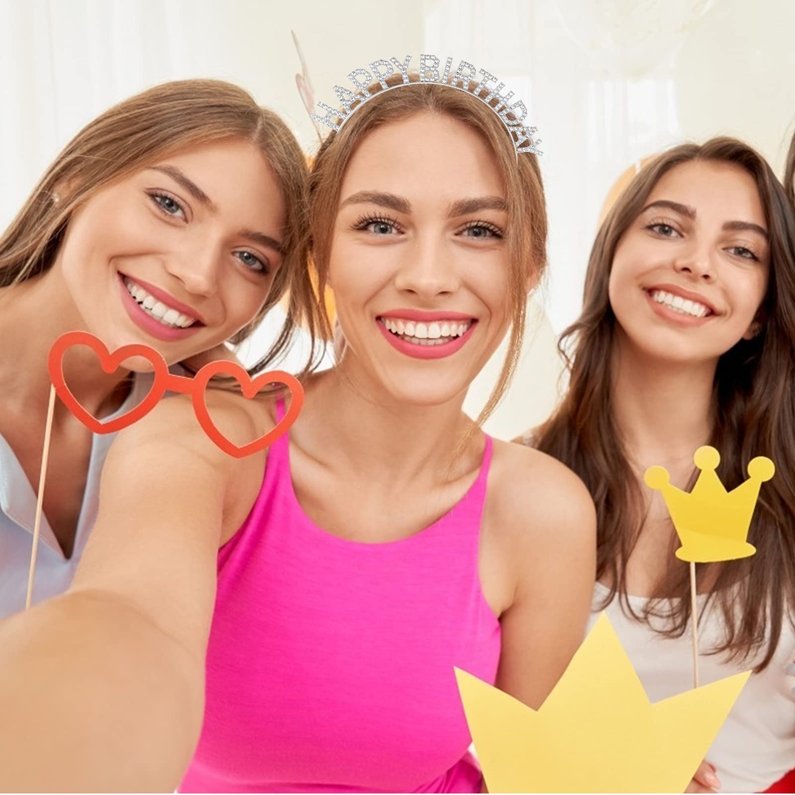 Cieher Birthday Tiaras,Rhinestone Birthday Tiara,Silver Queen Crown,Birthday Headband,Tiaras And Crowns For Women,Crown For Girl