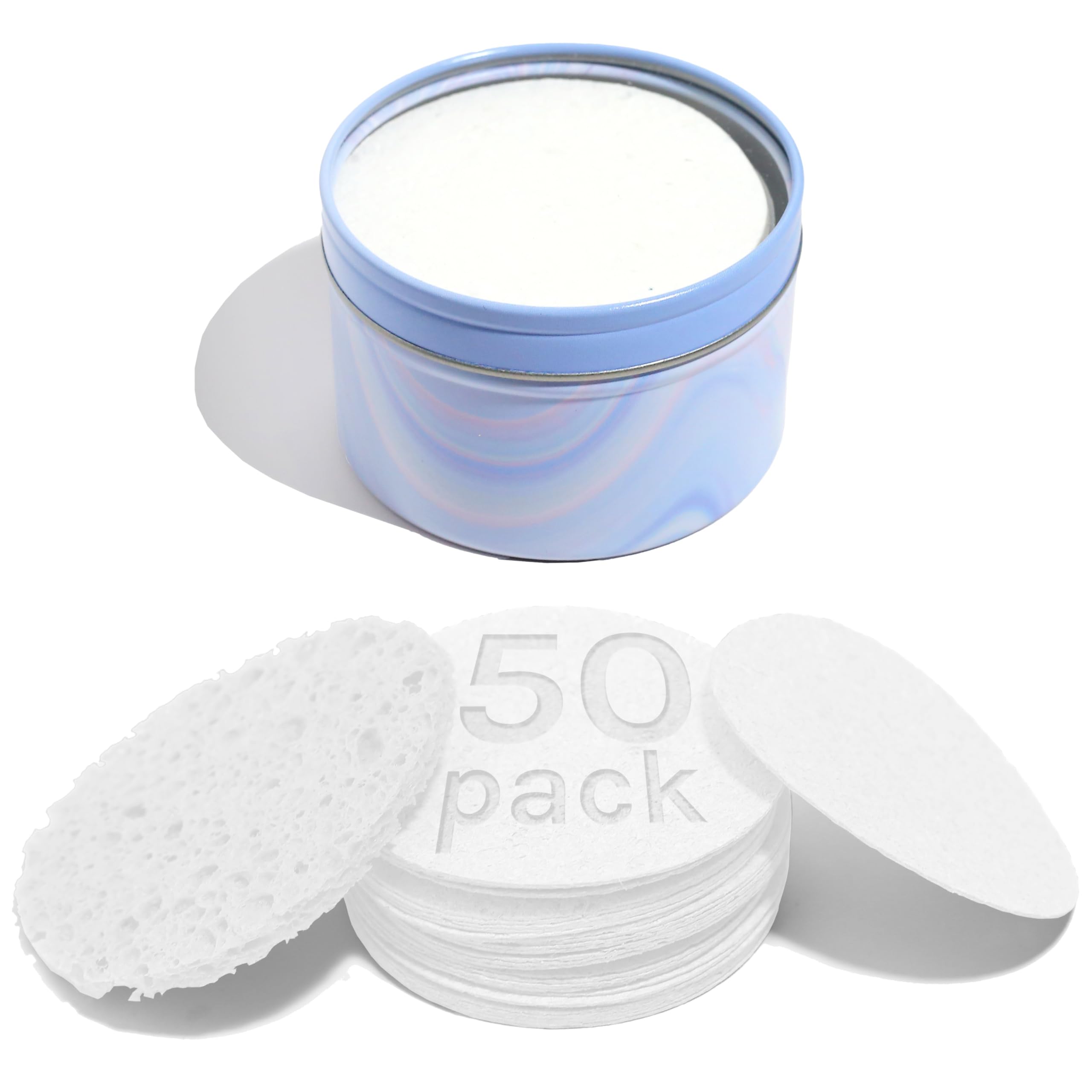 AOA Studio 50-Count Compressed Facial Sponges 100% Natural Cosmetic Spa Sponges for Facial Cleansing, Exfoliating Mask, Remove f