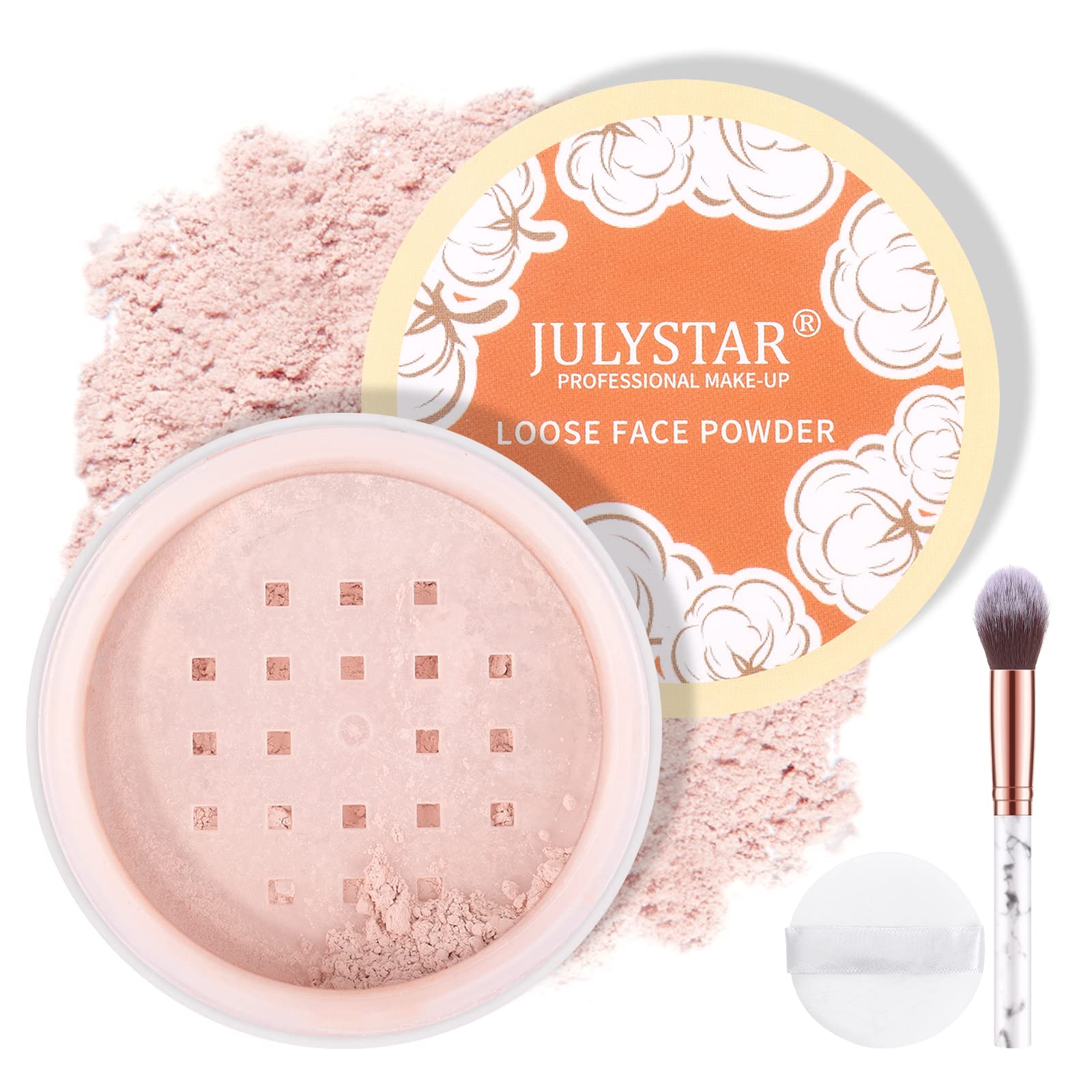 FREEORR Pink Setting Loose Face Powder, Oil Control Minimize Pore, Loose Baking Face Setting Powder Makeup, Soft Focus Make Up S