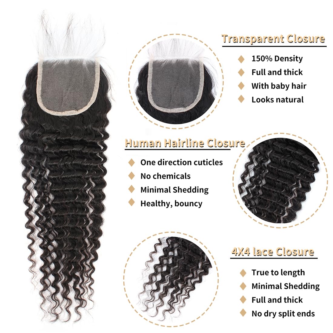 12A Brazilian Virgin Deep Wave Hair 3 Bundles With Closure (12 14 16+10''Closure) 100% Unprocessed Virgin Brazilian Pineapple Wa