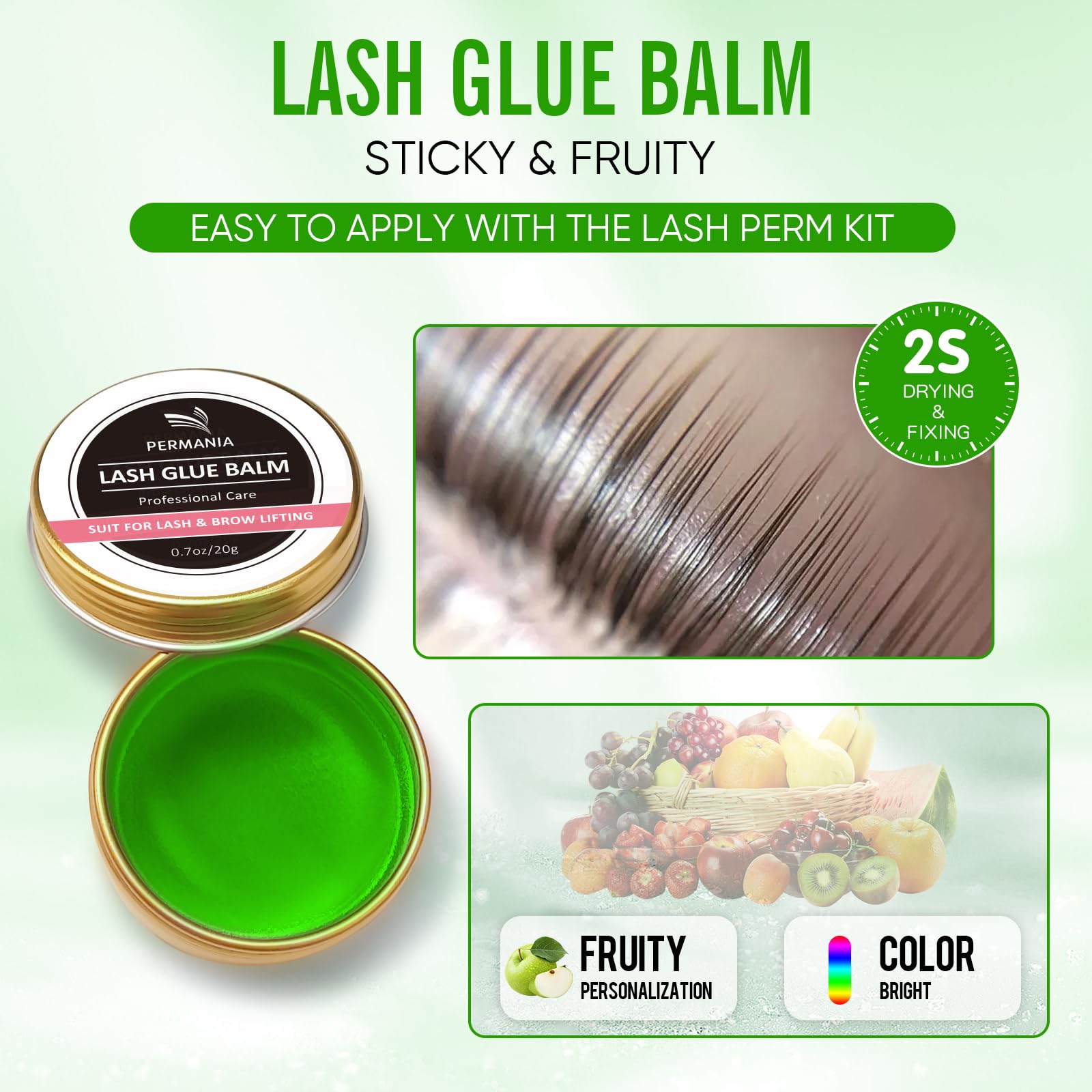 Permania Lash Lift Glue Balm, Lash Lift Adhesive New Brow Lamination Glue Soft Fruity Strong Viscosity And Water Solubility For