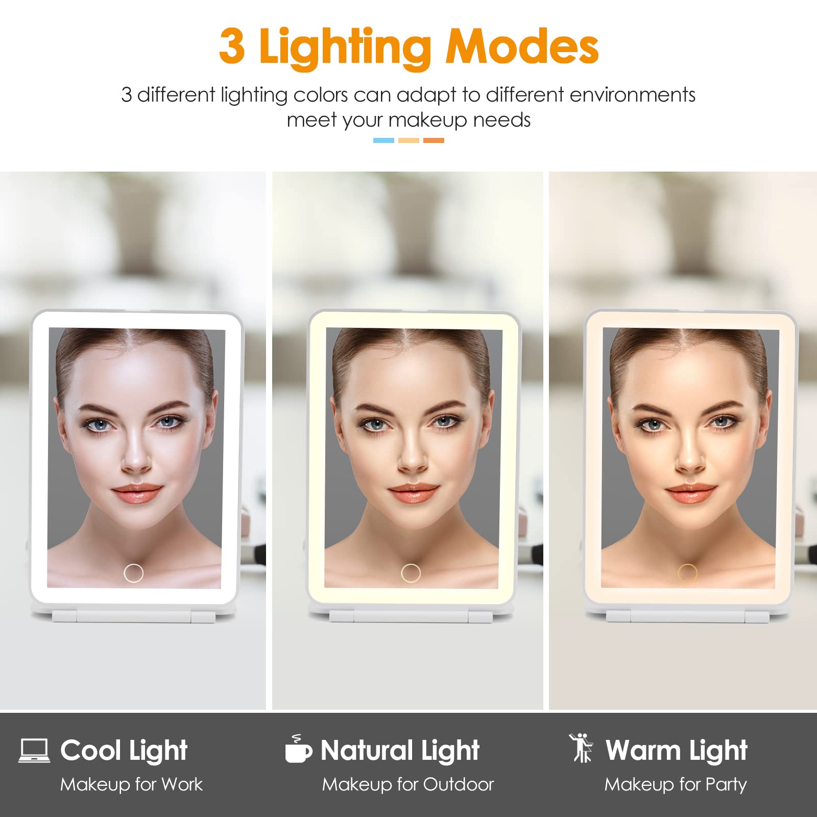 Rechargeable Travel Makeup Mirror 72 Led Lighted Makeup Mirror Travel Mirror Compact Slim Led Vanity Mirror With Lights Lighted