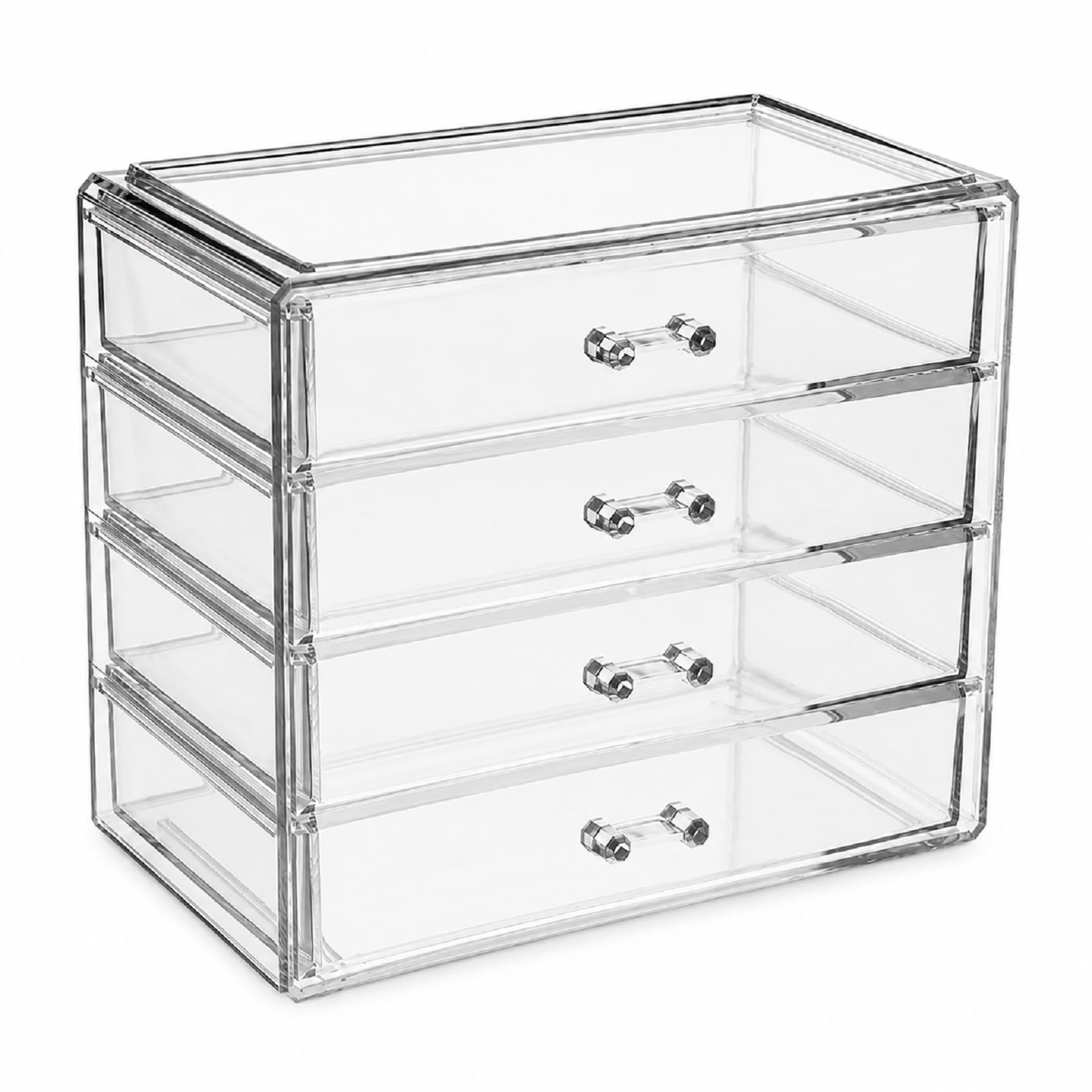 Healeved Acrylic Cosmetic Box DrawerType Makeup Storage Case Clear Makeup Organizer for Vanity Desktop Storage for Lipstick Nai