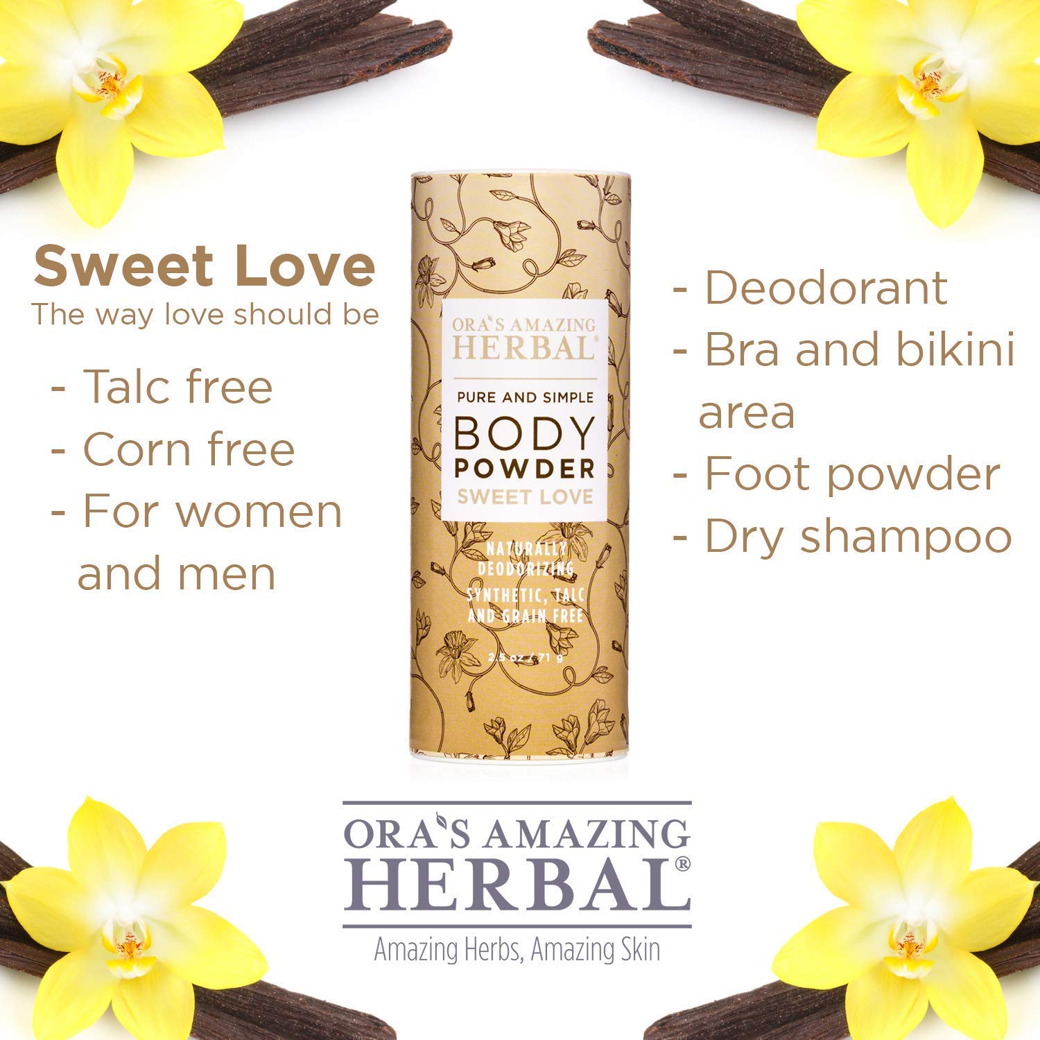 Body Powder For Women, Talc Free Powder, Bath Powder, No Corn, Grain Or Gluten, Sweet Love Scent, Frankincense, Amber, Ylang Yla