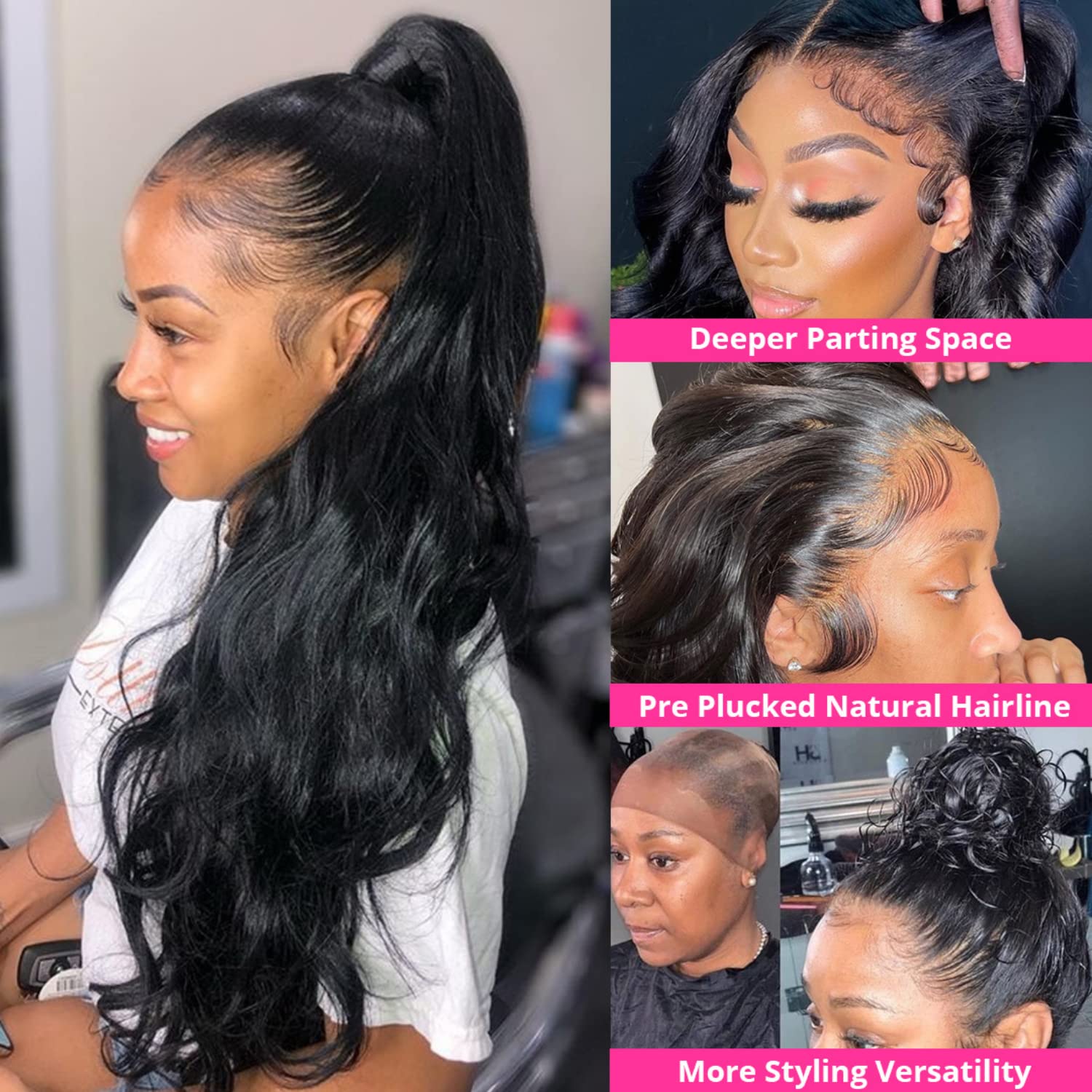 SUPERLOOK Full 360 Lace Front Wigs Human Hair Pre Plucked 200% Density HD Transparent Body Wave Lace Front Wigs Virgin Human Hai