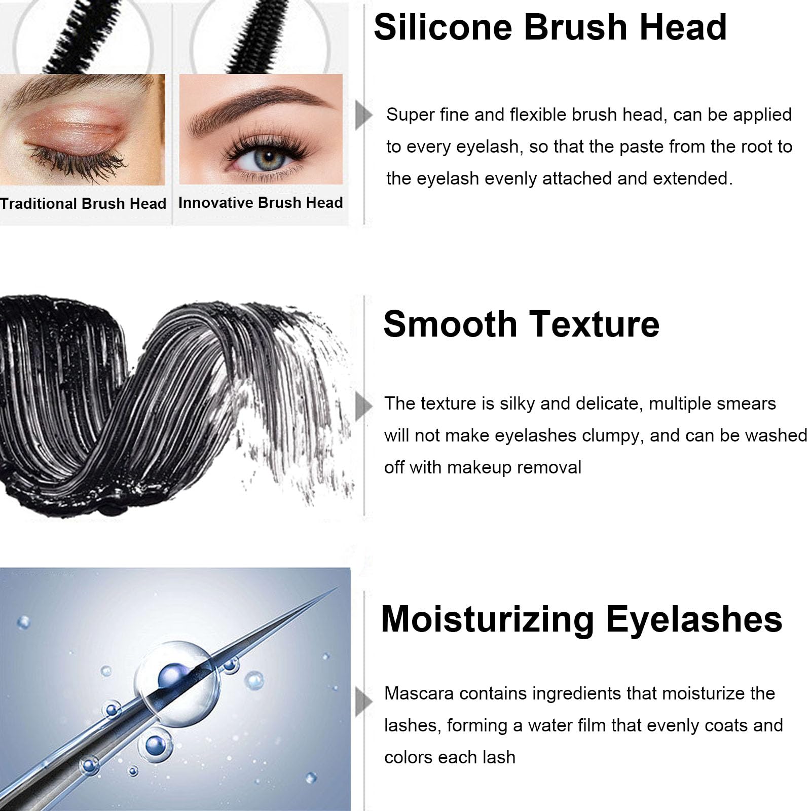 Mascara For Older Women, Black Mascara Volume And Length, Mascara For Seniors With Thinning Lashes Waterproof Mascara All Day, S