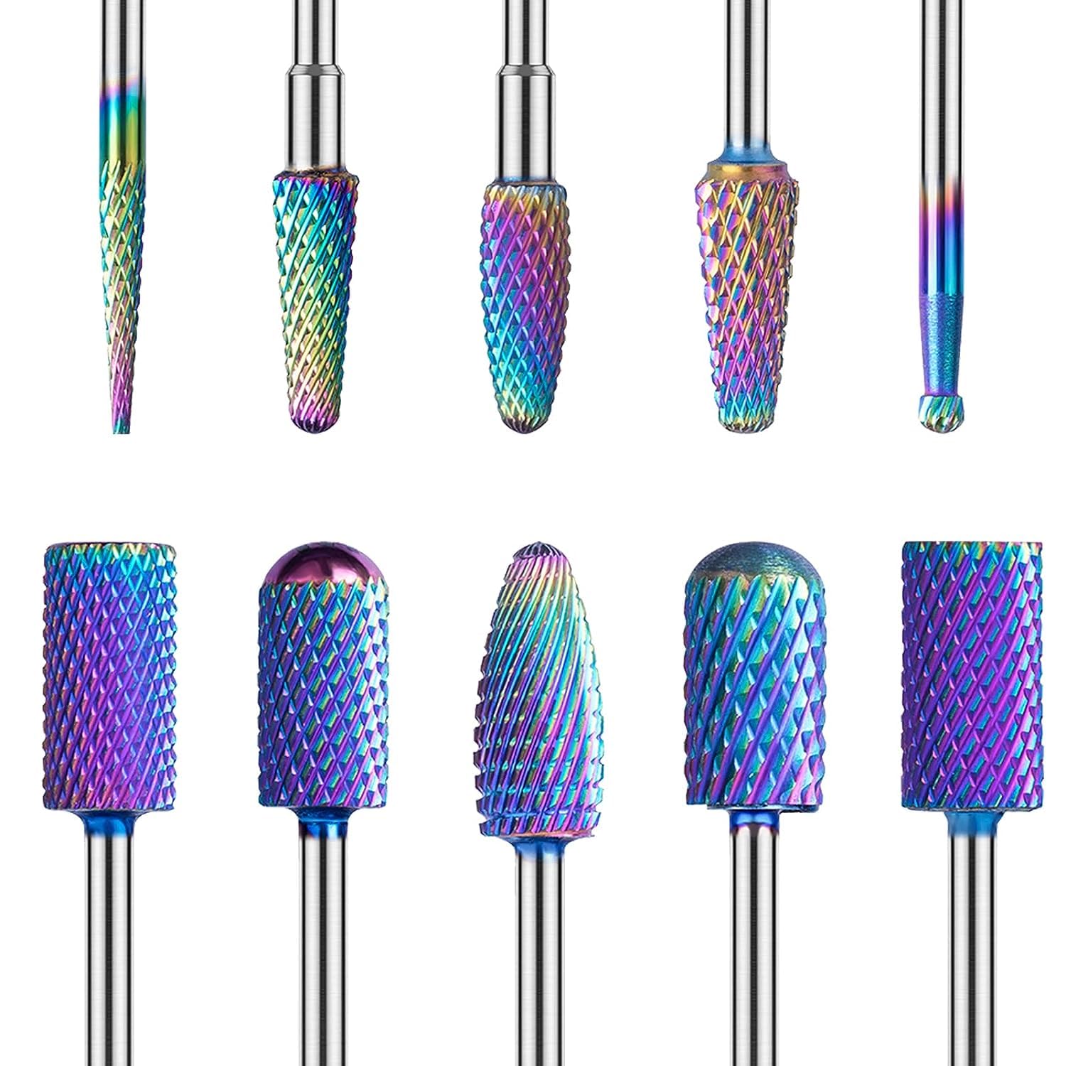 MelodySusie Nail Drill Bits Set, 10pcs Tungsten Carbide Nail Bits for Nail Drill E-file, 3/32 inch Bits Manicure Pedicure Remove