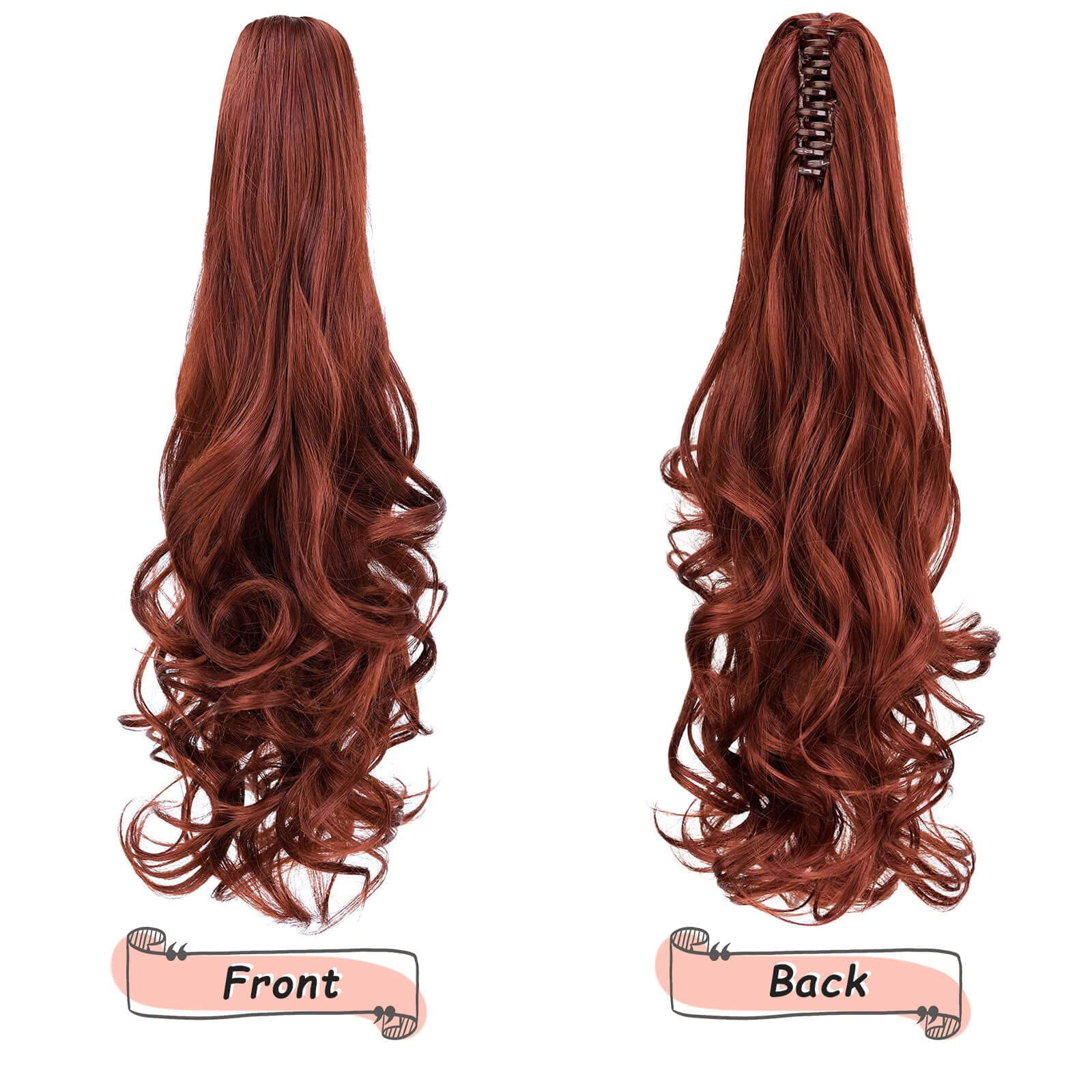 Heweicsy Ponytail Extensions,Hair Extension Ponytail 22'' Long Claw Hair Extension Synthetic Curly Wavy Hairpieces Ponytail Clip