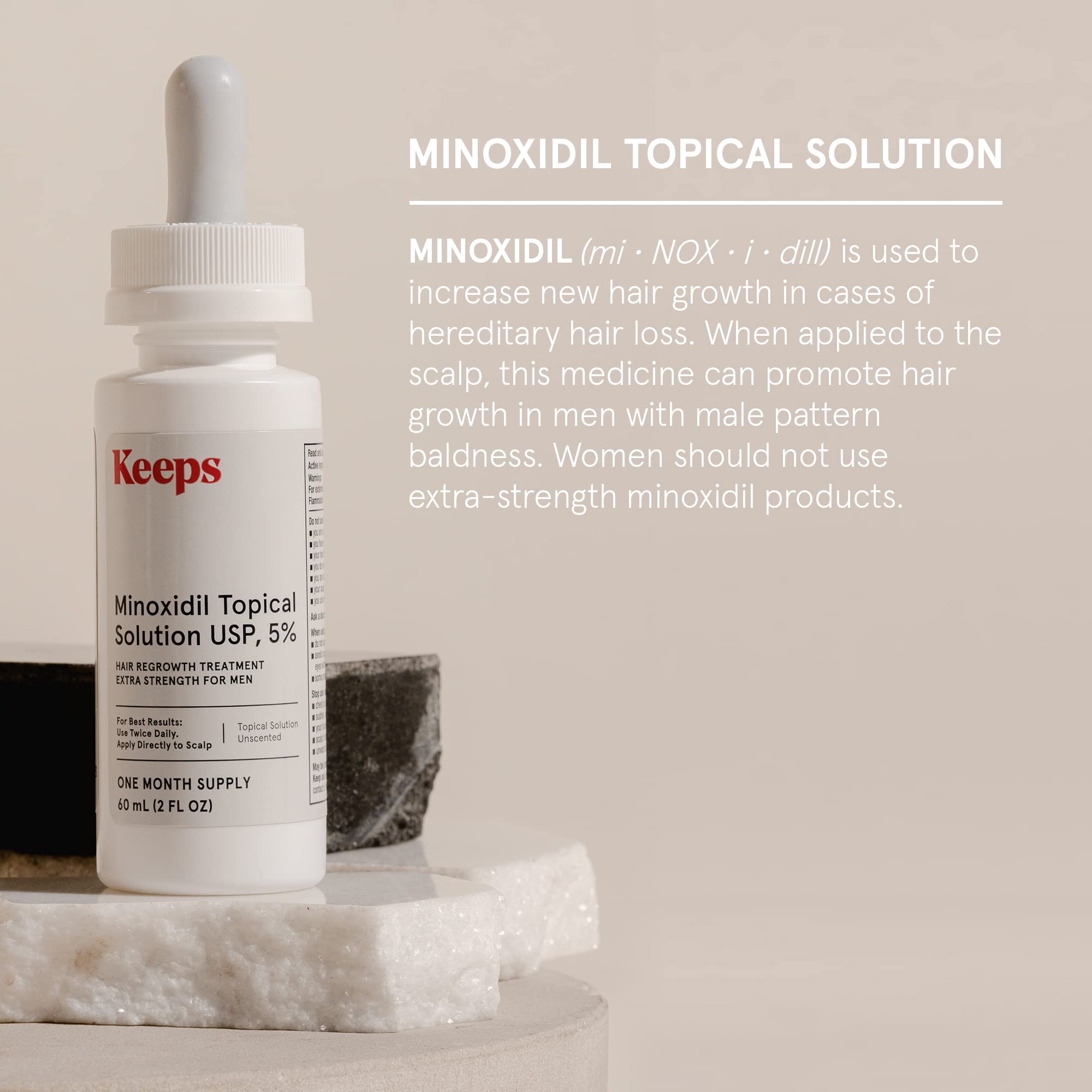 Keeps Extra Strength Minoxidil For Men Topical Hair Growth Serum, 5% Solution Hair Loss Treatment - 3 Month Supply (3 X 2Oz Bott